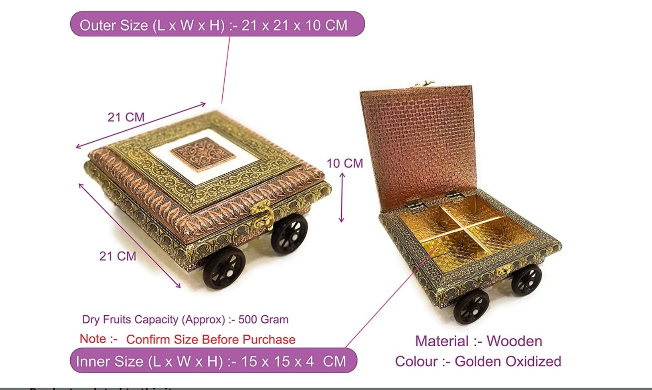 Handicrafts Decorative Empty Oxidized Wooden Dry Fruit Box/ Sweets Box/ Gift Box/ Mukhwash Box, Sopari Box/ Empty Box/ Wooden St