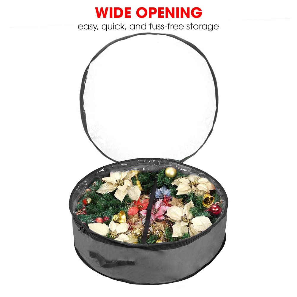 Primode Christmas Wreath Storage Bag 36'' | Garland Wreaths Container With Clear Top Window For Easy Holiday Storage 36''X8'' |