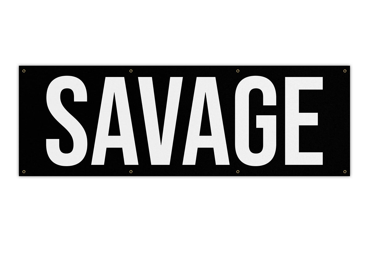 Damdekoli Savage Banner - Motivational Home Gym Decor - Large Quote Wall Art - Weightlifting - Inspirational - Minimalism (72 X