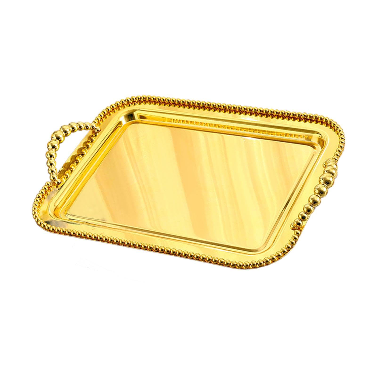 Trendivibe Serving Tray With Handles Elegant Vanity Tray For Kitchen Coffee Table Party Gold