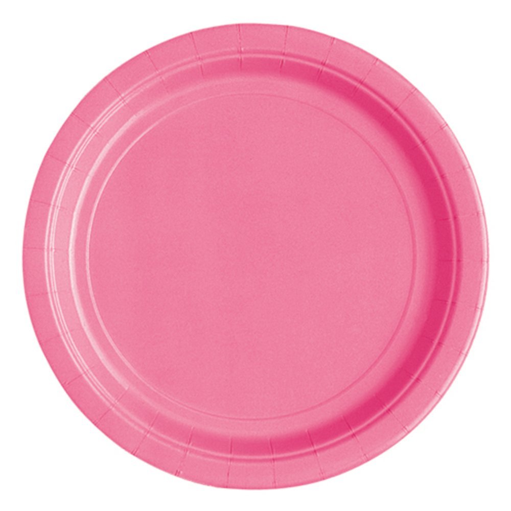 Hot Pink Solid Round Dessert Paper Plates - 7'' (Pack Of 20) - Vibrant Party Plates For Appetizing Treats - Perfect For Birthday