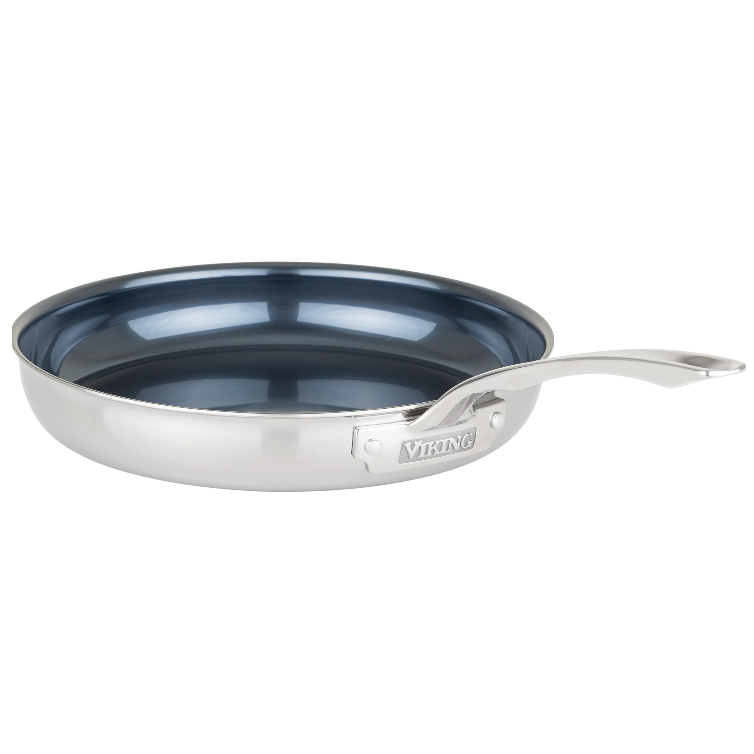 Viking 4-Ply Frying Pan, 12 Inch Laser Clad Titanium Performance Ti Kitchen Cookware, Blue/SIlver