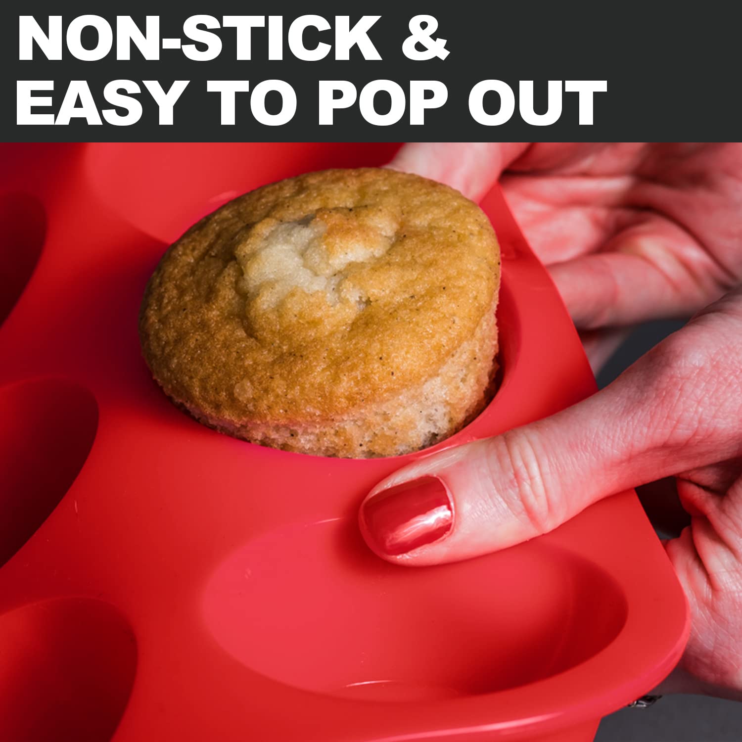 Anaeat Silicone Muffin Pan - 6 Cups Non-Stick Cupcake Molds, Food Grade Silicone Baking Tray For Making Egg Muffin, Cupcake, Qui