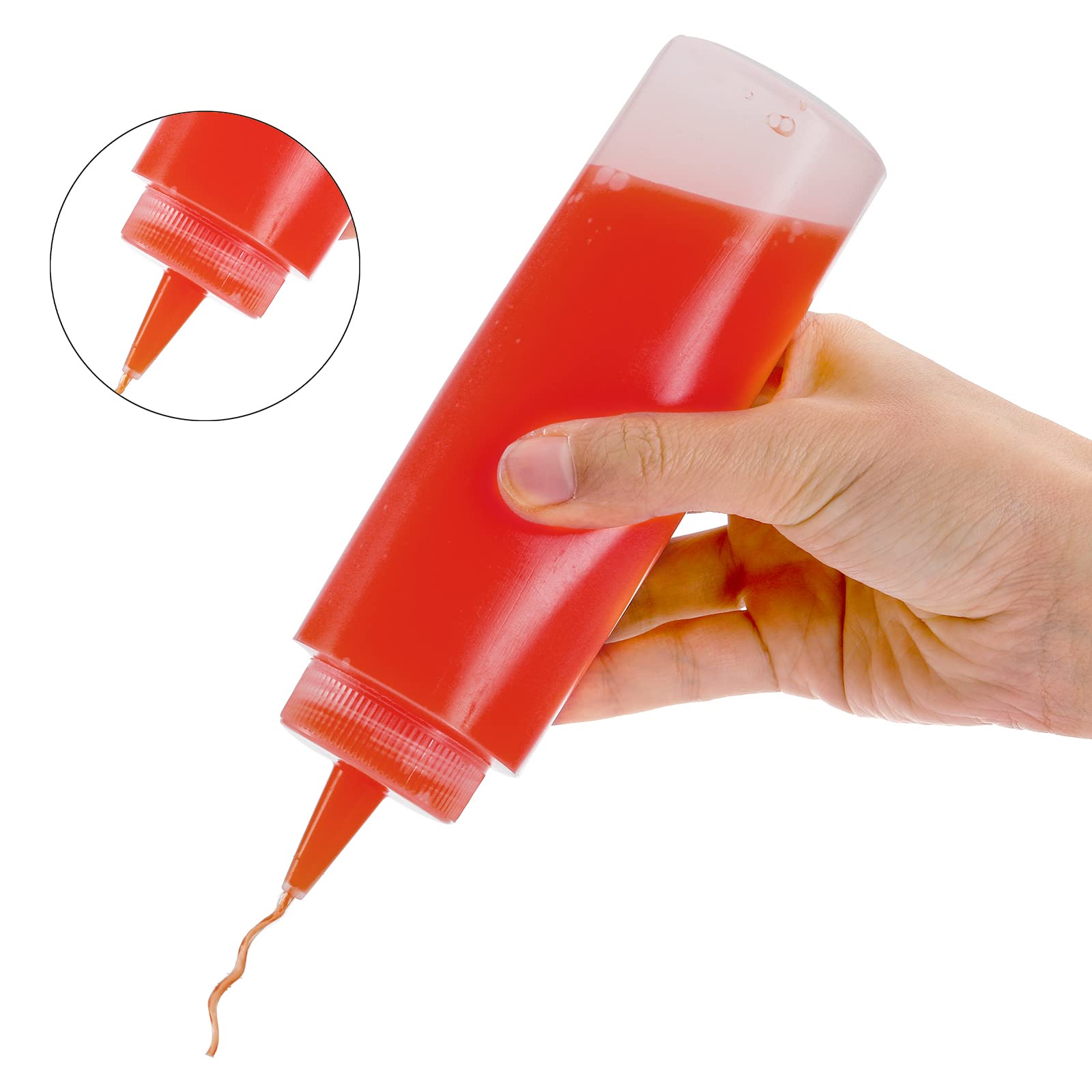Fasmov 20 Pack 8-Ounce Plastic Condiment Squeeze Squirt Bottles, Plastic Squeeze Bottles With Blue Tip Cap For Ketchup, Sauces,