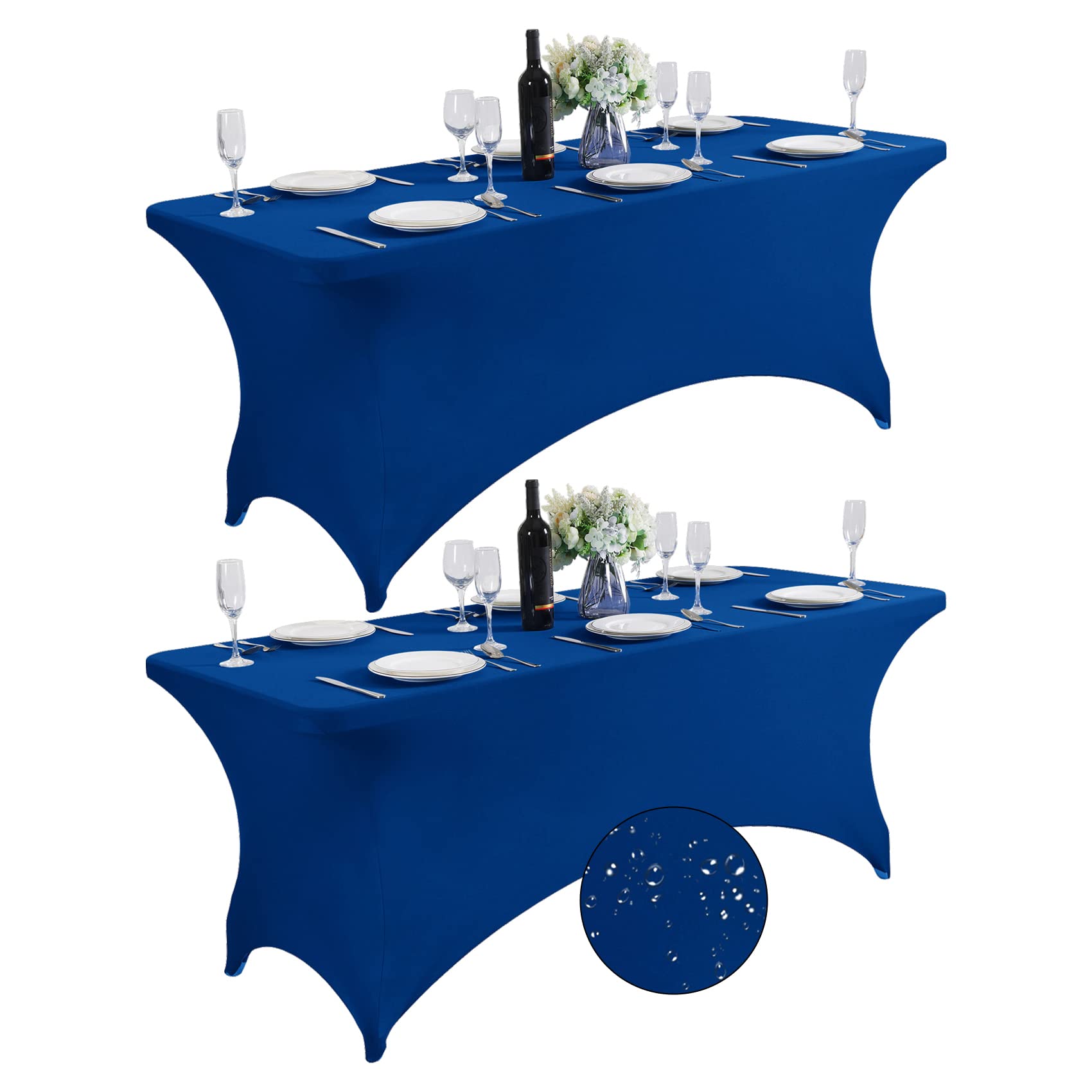 SuperO Waterproof Spandex Table Cover for 4FT Table Universal Fitted Stretch Tablecloth for Party, Banquet, Wedding and Events-C