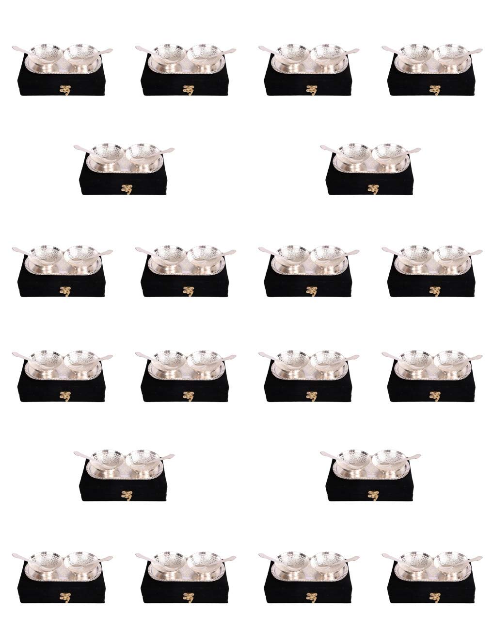 AC ANAND CRAFTS Brass Silver Plated Bowl Spoon and Tray Set of 20 for Best for Gifting, Anniversory, Return Gift, Diwali, New Ye