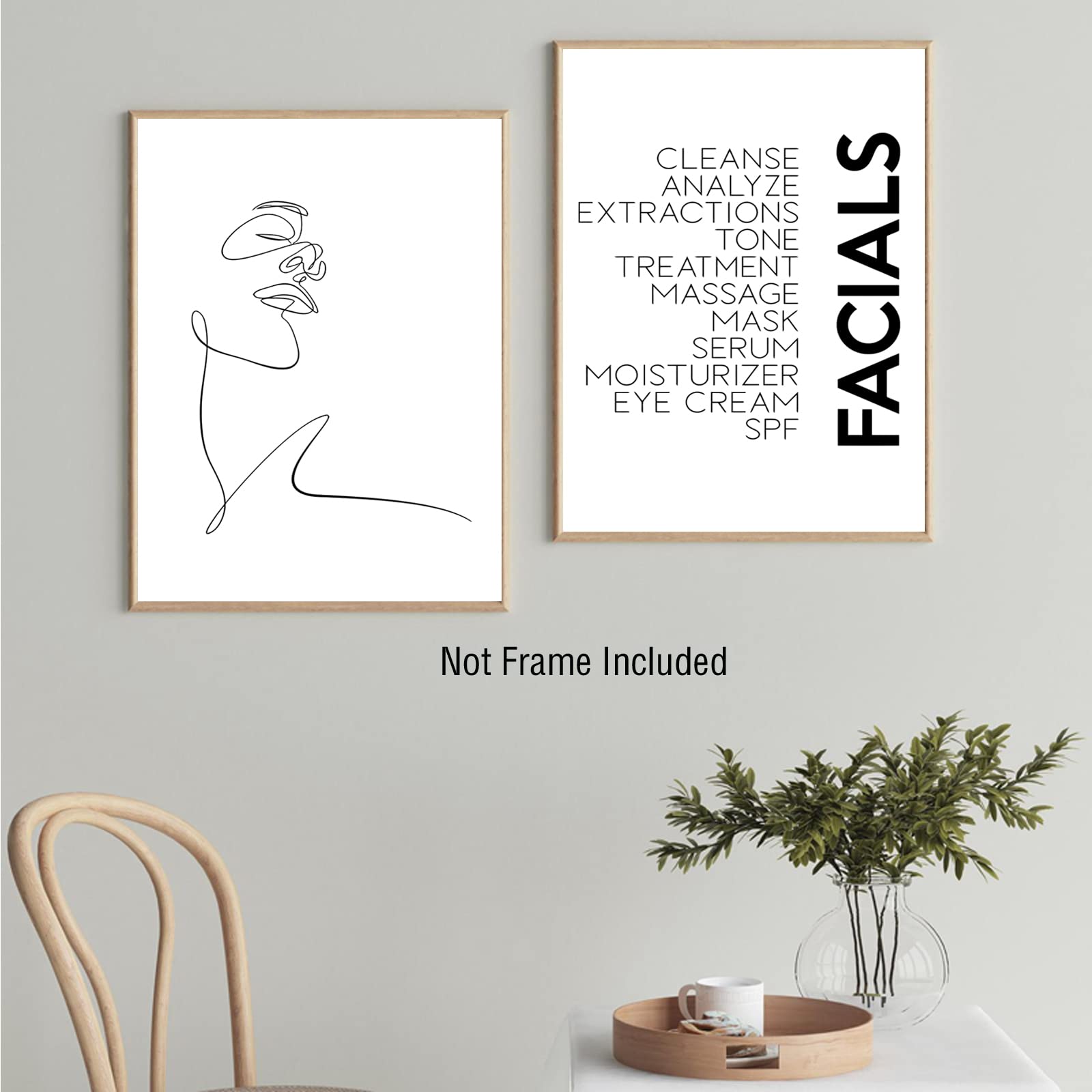 Luhdfys Facials Canvas Wall Art Print Spa Beauty Decor Esthetician Gift Woman Face Sketch One Line Drawing Painting Scandinavian