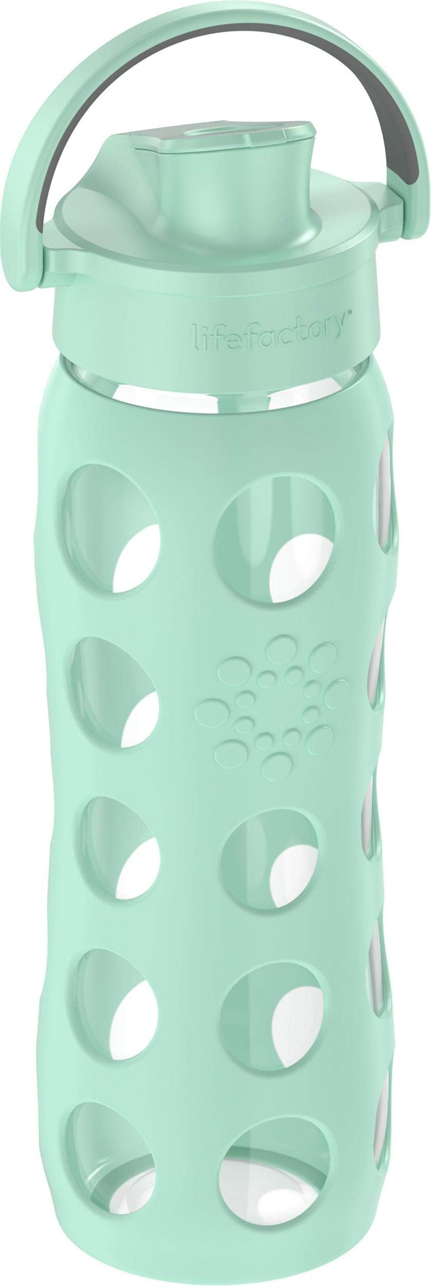 Lifefactory 22-Ounce Glass Water Bottle With Active Flip Cap And Protective Silicone Sleeve, Mint