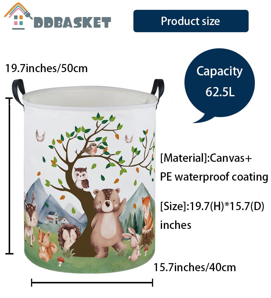 Ddbasket Kids Laundry Basket Animal Hamper For Nursery Woodland Hamper Cute Kids Storage Bin Organizer Room Decor For Home(Mount
