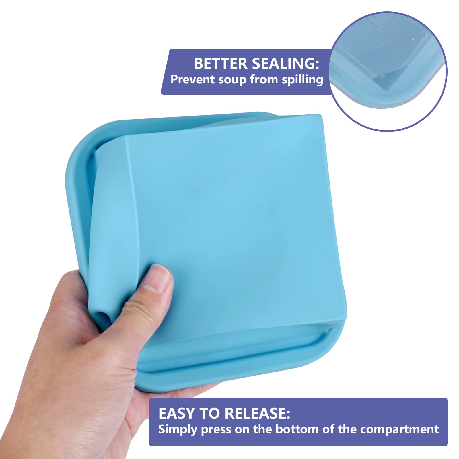Kinggrand Kitchen 2 Cup Silicone Freezer Trays With Lid 2 Pack Silicone Freezer Molds Make 2 Perfect Soups, Broths, Stews, Sauce