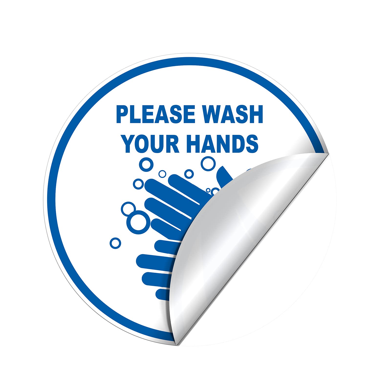 dealzEpic - Please Wash Your Hands Sign Sticker - Self Adhesive Peel and Stick Waterproof Warning Vinyl Decal - 3.94 inches in Diameter | Pack of 4 Pcs