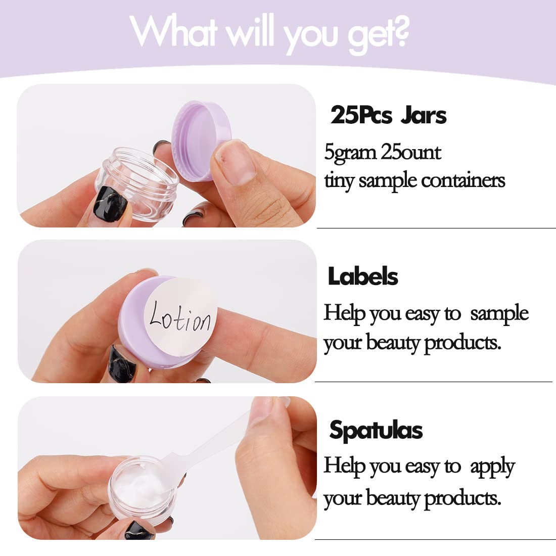 5 Gram Sample Containers With Lids, 25 Count 5Ml Sample Jars, Empty Cosmetic Containers With Lids, Small Makeup Travel Container