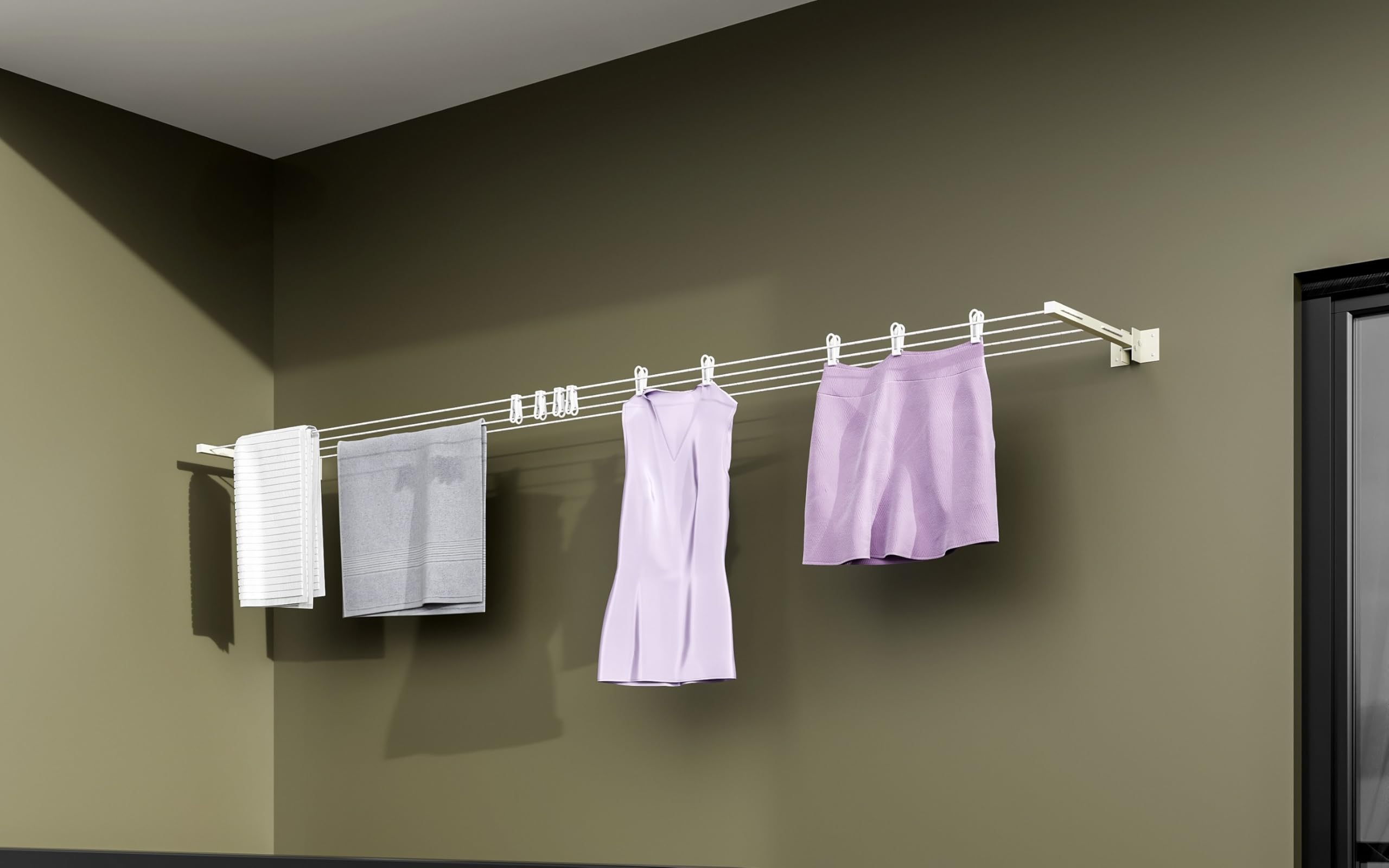 Bonkaso Powder Coated Metal Cloth Drying Stand Foldable For Wall Mounted/Cloth Drying Rack/Clothes Hanger For Home Or Balcony Wi