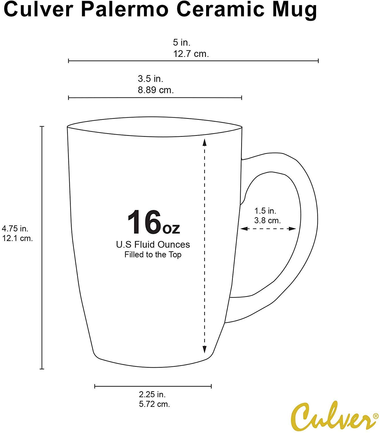 Culver 16-Ounce Palermo Ceramic Mug Set Of 4 Marbleized (White And Black Olive)