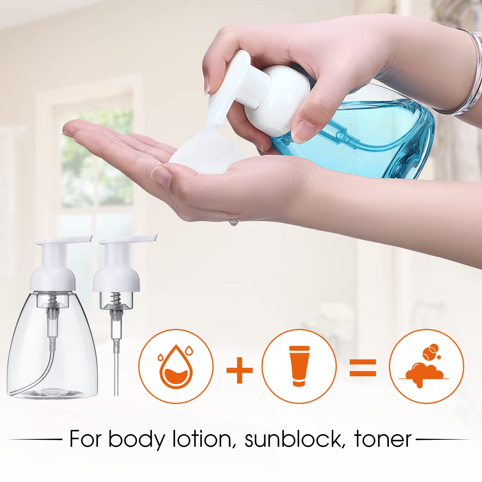 24 Pcs Foaming Pump Bottle Foaming Soap Dispensers Pump Bottles Hand Soap Pump Foam Dispenser Bottle Plastic Press Bottles Empty