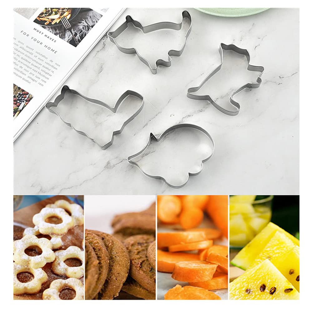5 Pcs Cute Cat Shaped Cookie Cutter Set Stainless Steel Cat Cookie Cutter Cat Shaped Cookie Molds For Diy Baking Cake Fondant Su