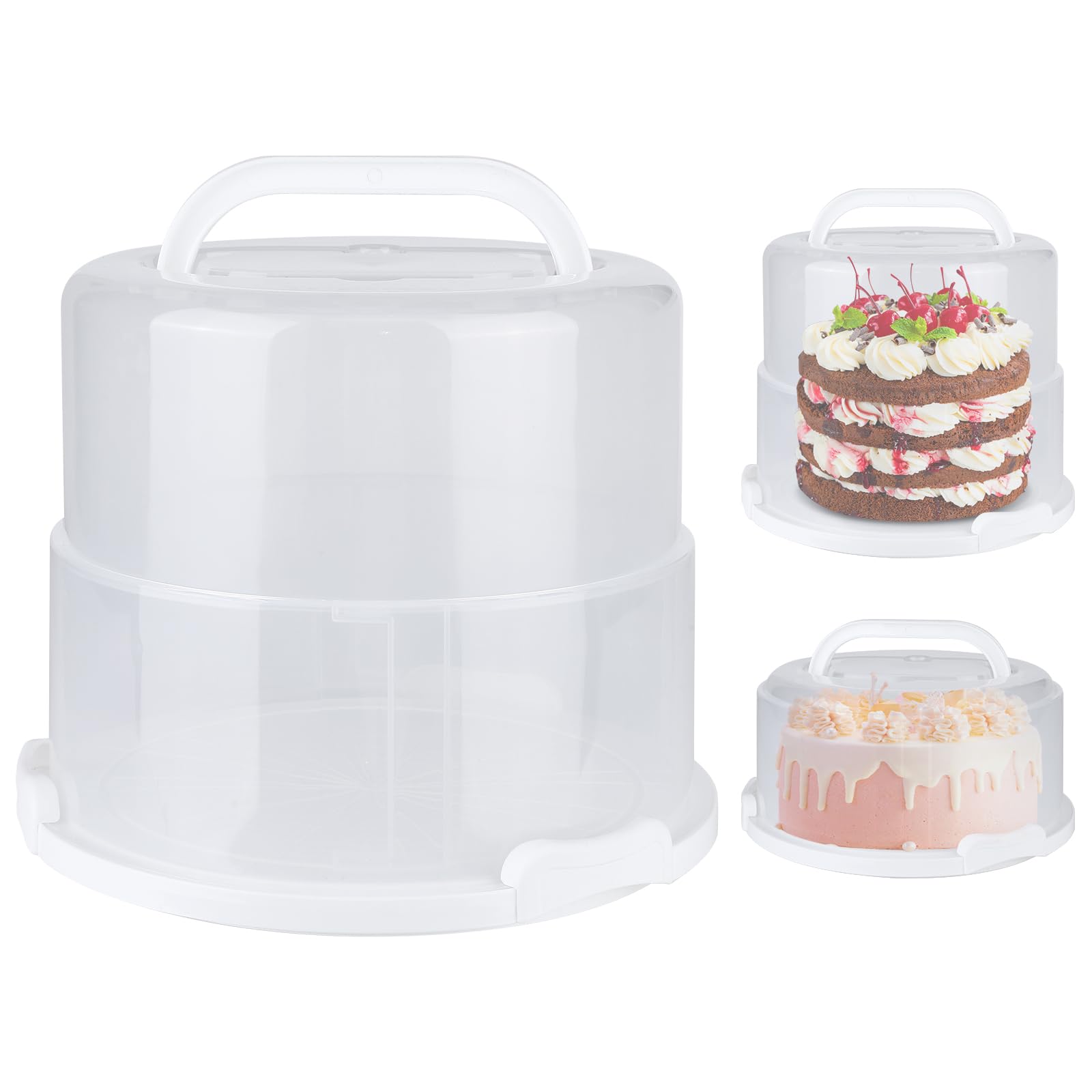 Foldable Cake Carrier with Lid and Handle Fits 10in round 8.5in High Cake