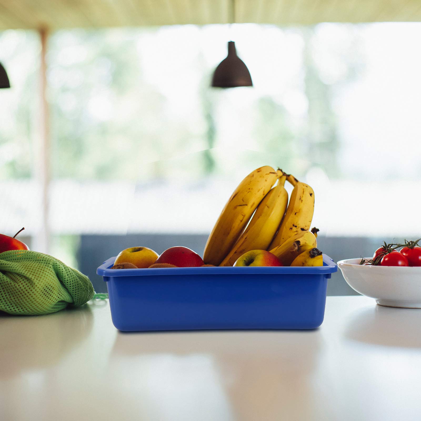 Obstnny 8 L Small Commercial Bus Box, Plastic Wash Tub Basin, 5 Packs, Navy Blue