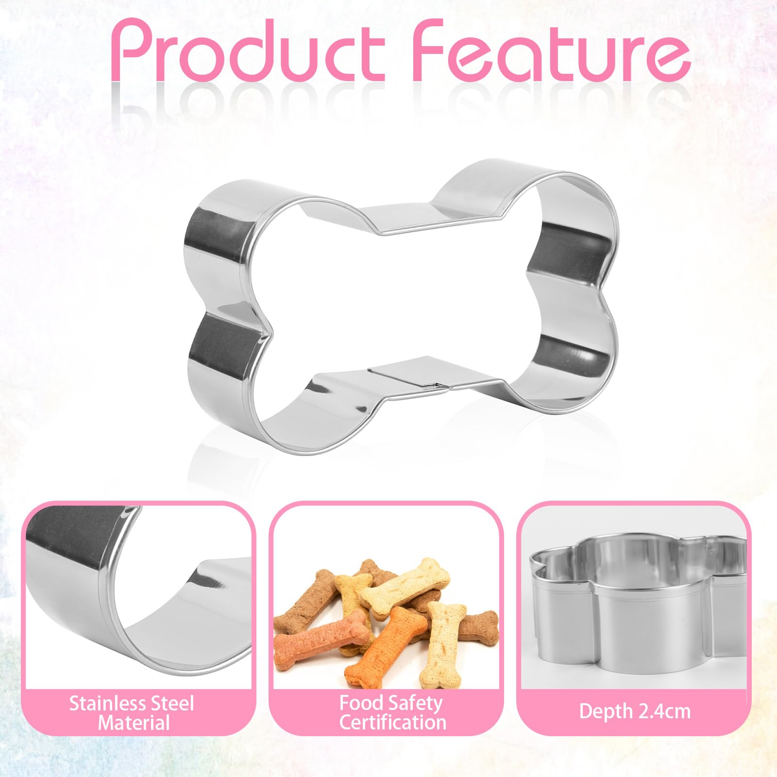 Dog Cookie Cutter,6 Pcs Stainless Steel Biscuit Cutters Bone And Dog Footprints Cookie Cutters Set Dog Theme Party Cookie Cutter