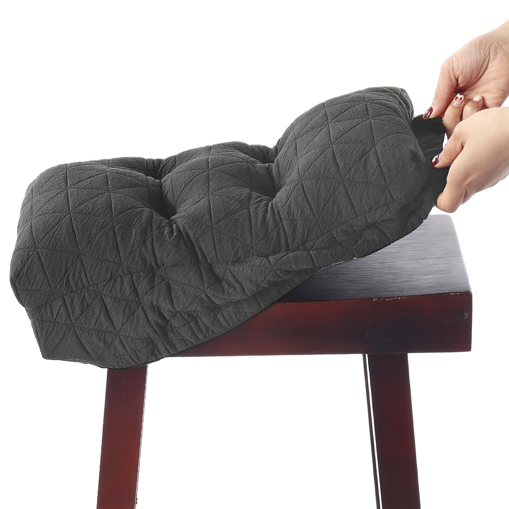 Buyue Seat Cushion For Saddle Stool, Luxury Triangle Fashion Jacquard With Anti-Skid Silicone Bar Stool Cushion Padded (Dark Gre
