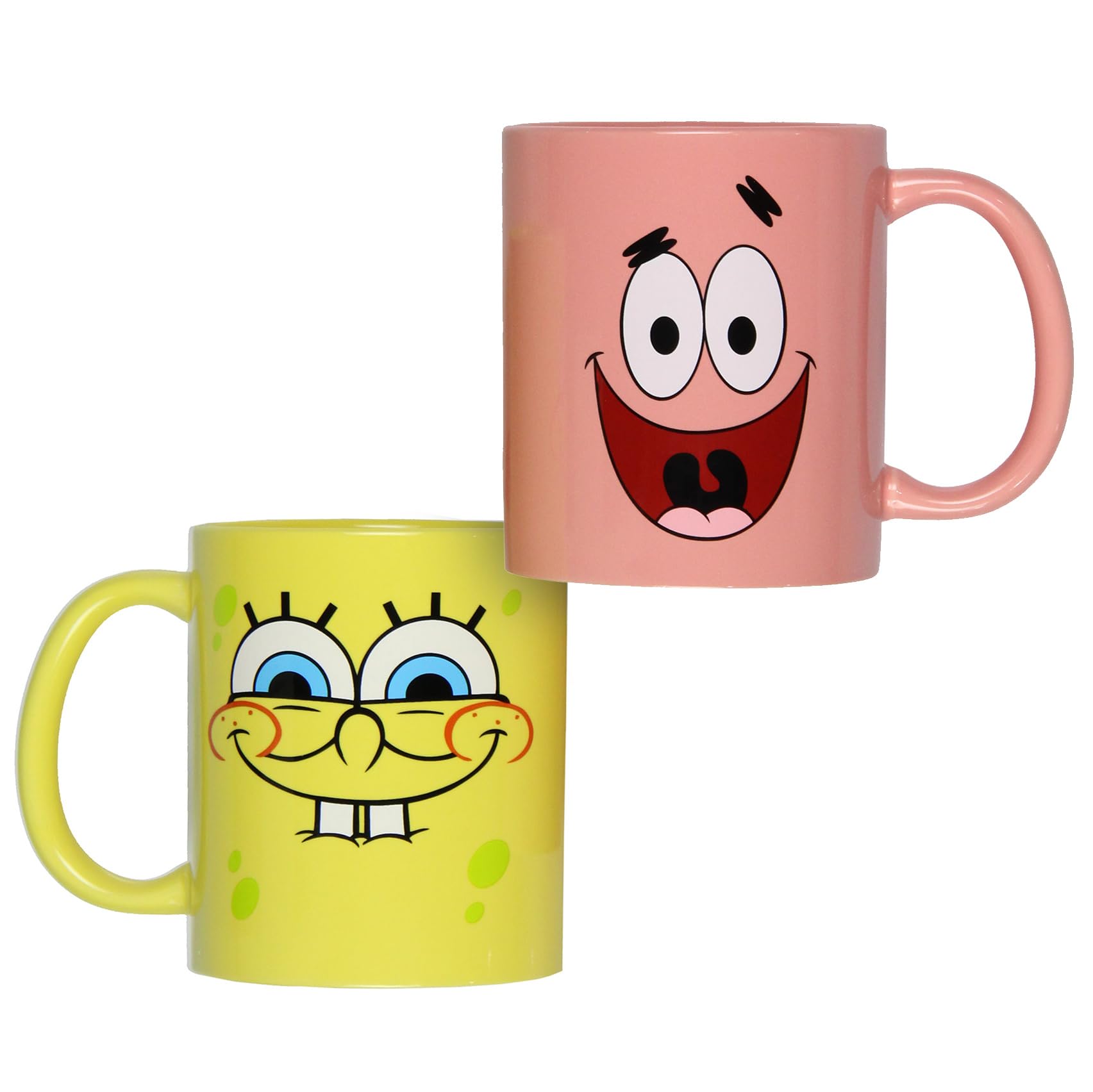 Surreal Entertainment SpongeBob Mug Nickelodeon SpongeBob SquarePants and Patrick Star Best Friends Big Face 2Pk 11oz Ceramic M