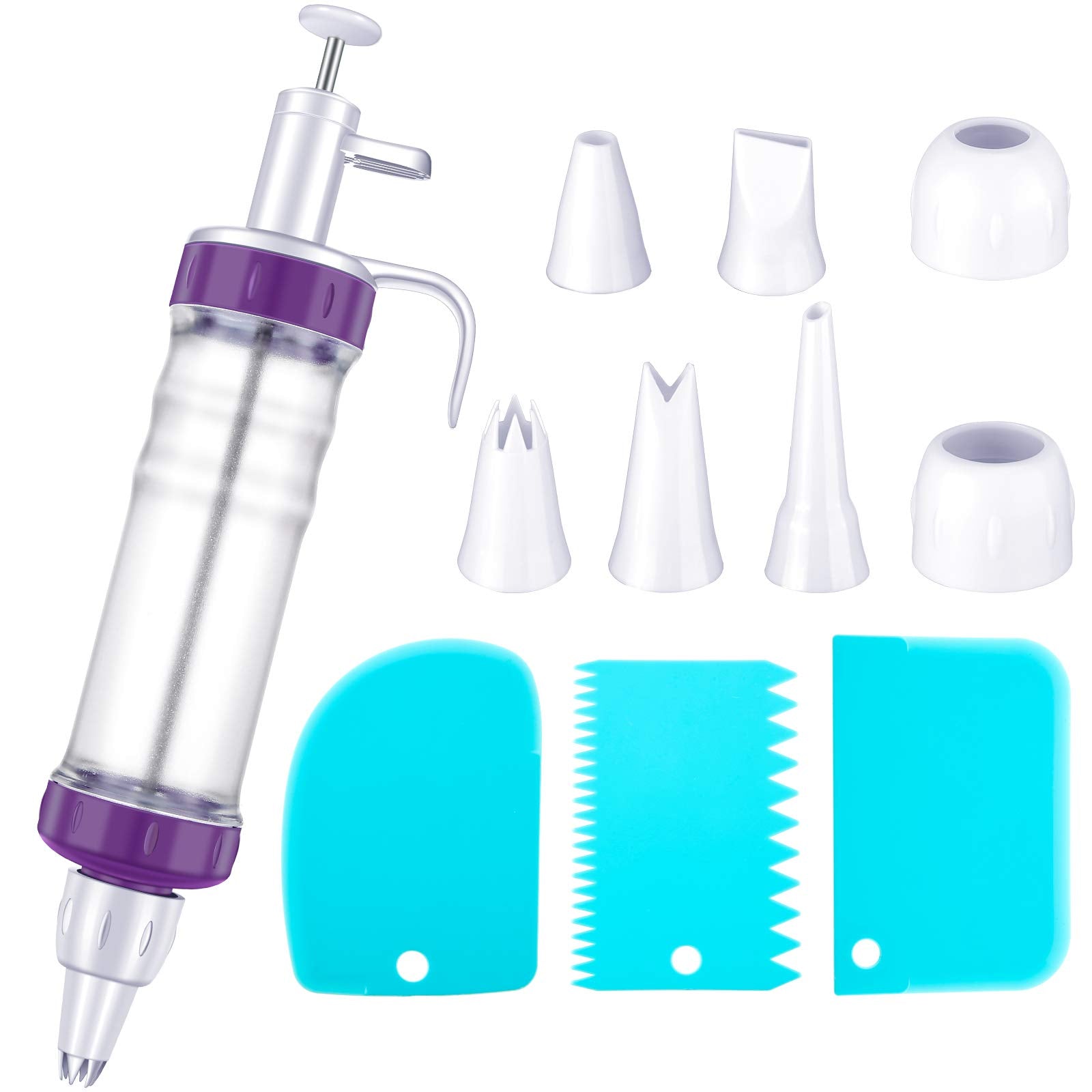 Dessert Decorating Syringe Set, Cupcake Frosting Filling Injector With 7 Plastic Icing Nozzles And 3 Cream Scrapers Dessert Crea