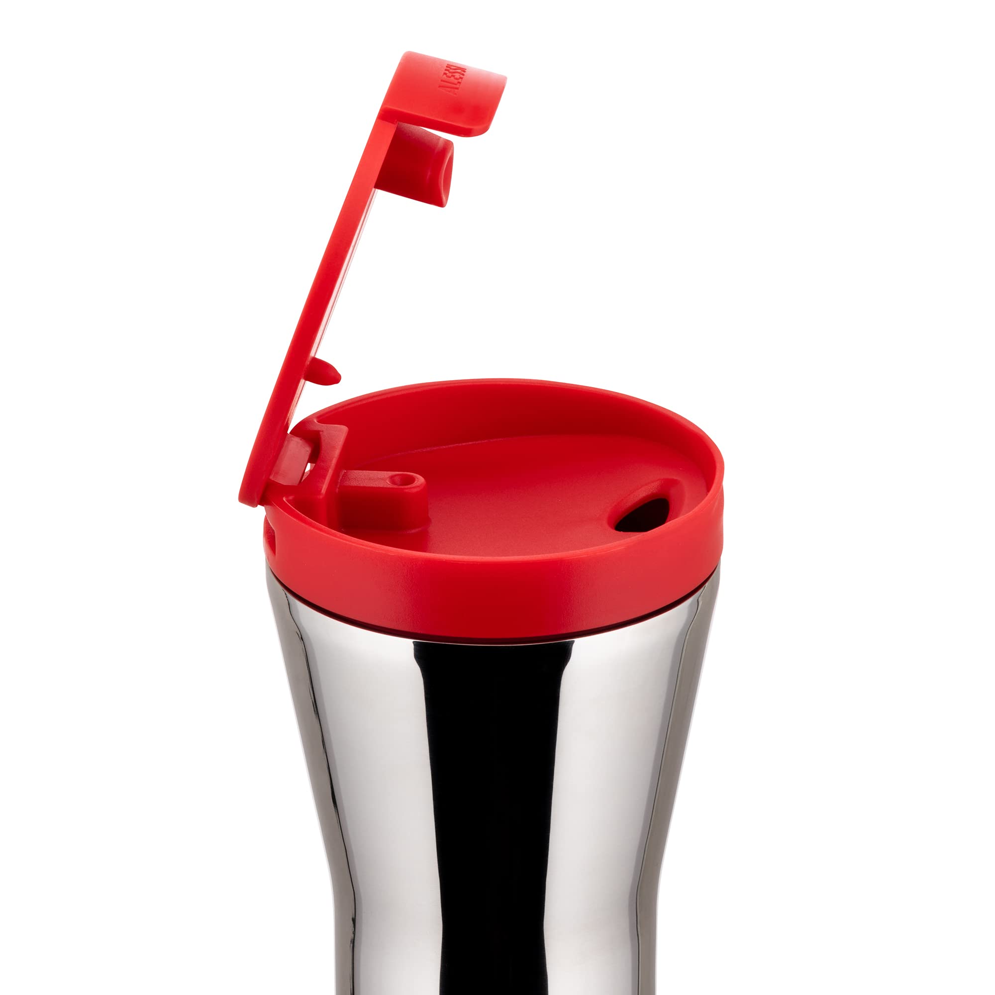 Alessi Caffa, Double Wall Travel Mug In 18/10 Stainless Steel And Thermoplastic Resin, Red., One Size