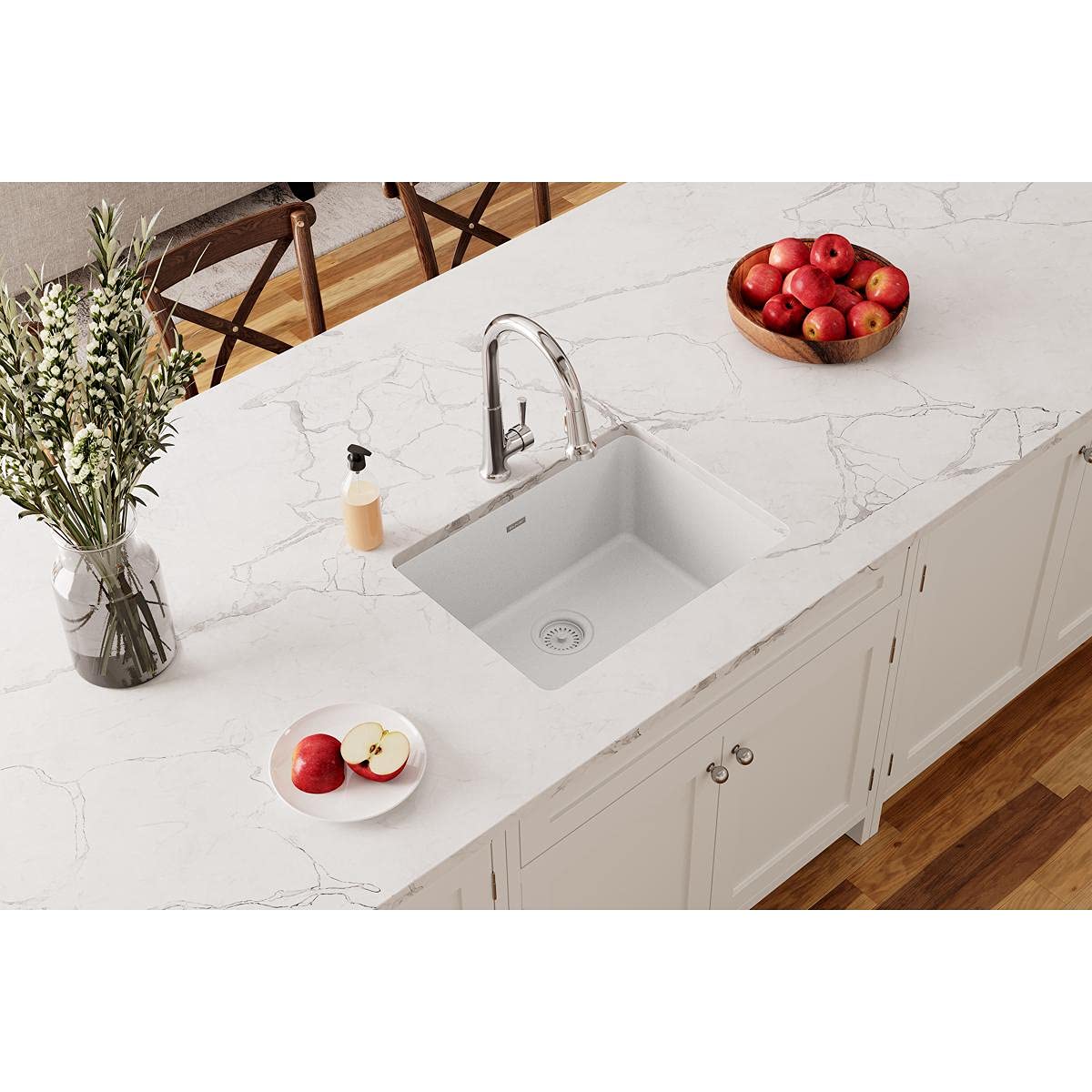 Elkay Quartz Classic 24-5/8'' x 18-1/2'' x 9-1/2''  Single Bowl Undermount Sink  White