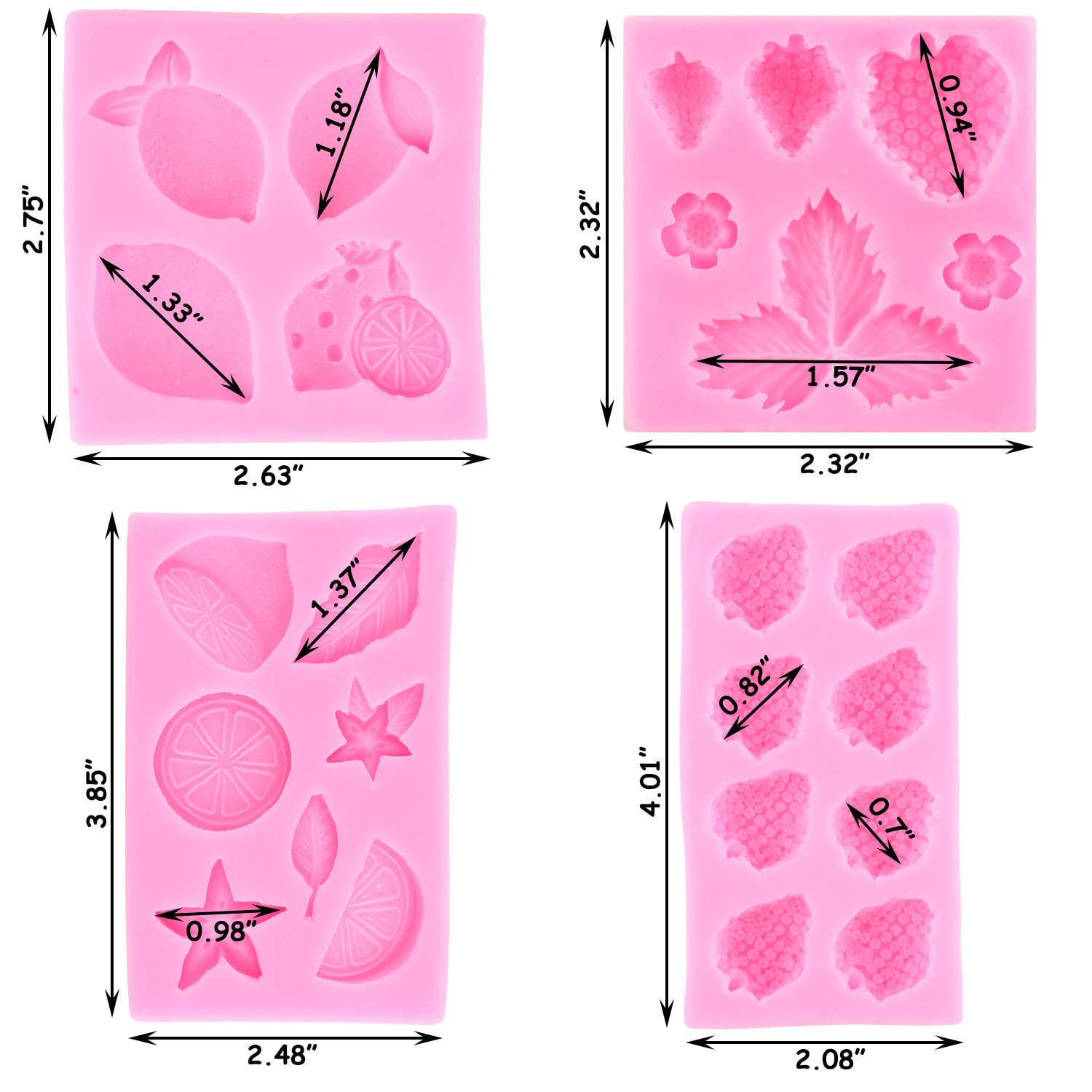 Zixiang Lemon Fondant Molds Strawberry Silicone Mold Summer Fruit Flower Candy Chocolate Mold Lemon Slices Resin Mold For Cake D