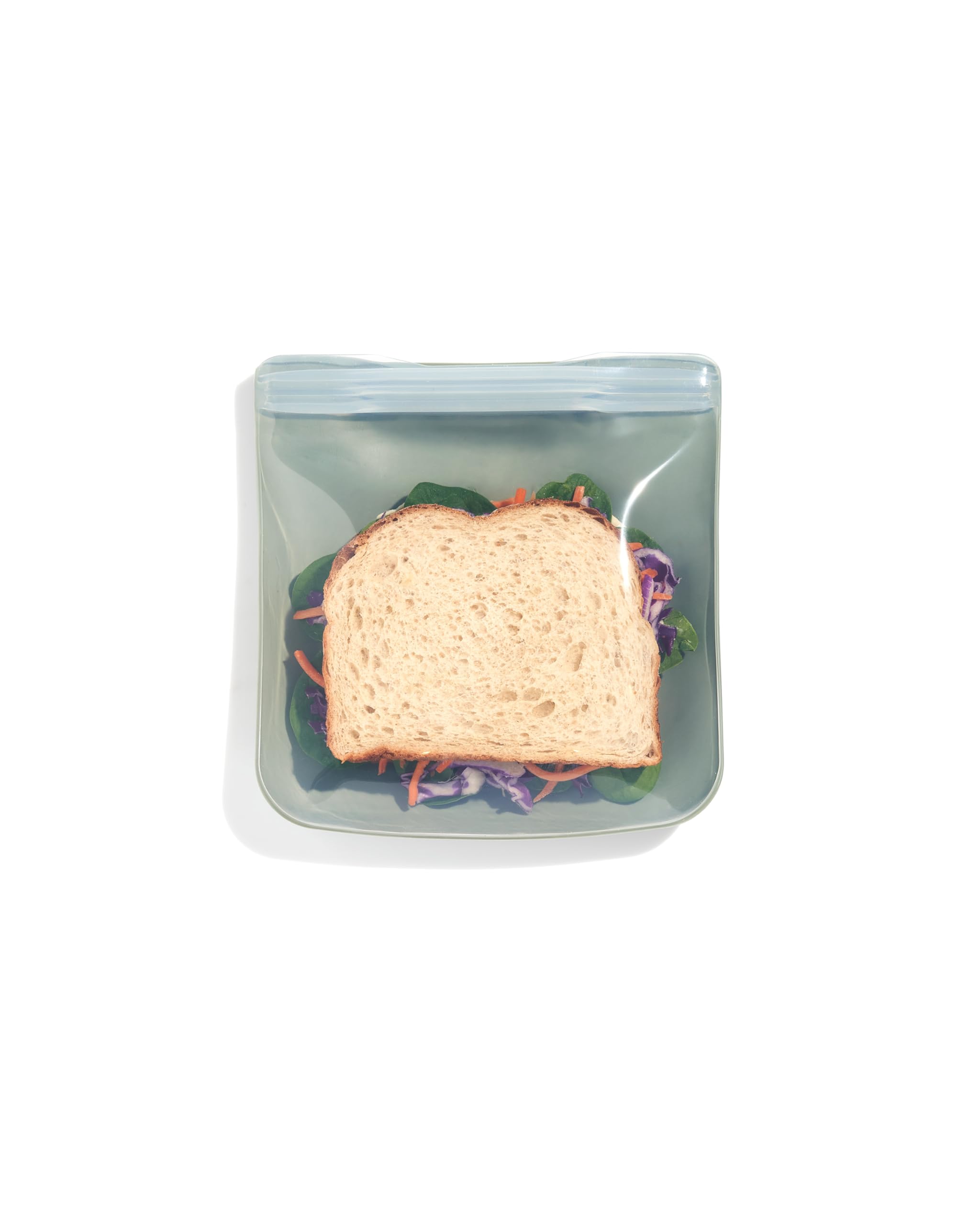 W&P Porter Silicone Reusable Storage Bag, Sandwich (34Oz Flat), Sage, Food Storage Container, Microwave And Dishwasher Safe, Eas