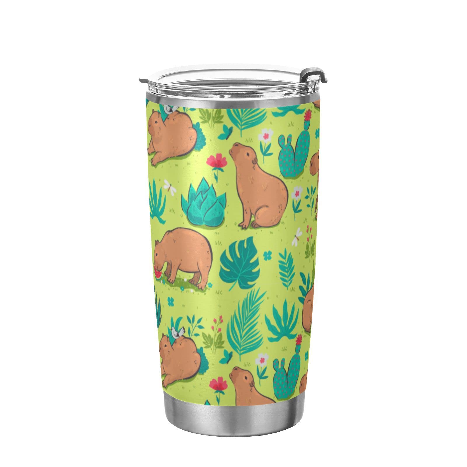 Yasala Tumbler Capybara Cacti Blue Insulated Coffee Cup Driver Beverage Container Office Travel Mug With Straw And Lid 20Oz Back