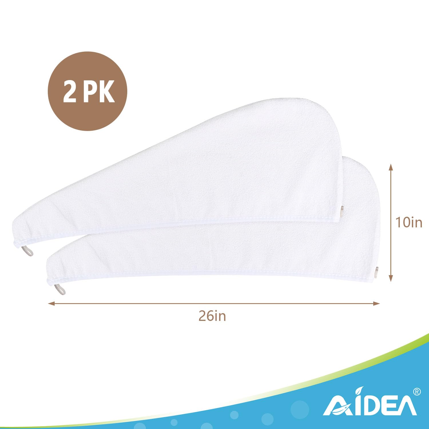 AIDEA Microfiber Hair Towel Wrap, 2 Pack Hair Turbans, Super Absorbent Quick Dry Hair Towel Wrap for All Hair Types Anti Frizz,