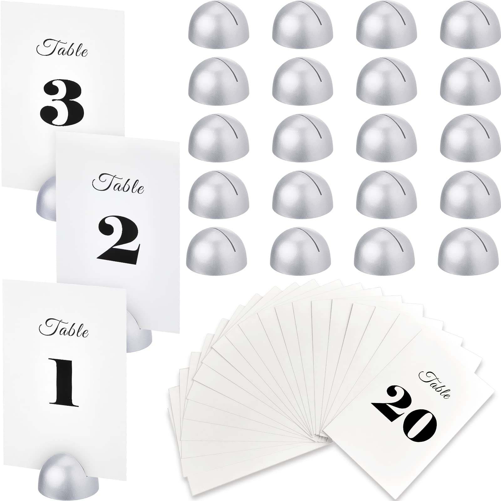 Taiyin 20 Pieces Table Number Cards Round Table Number Stands Modern Cursive Table Number 1-20 For Wedding Reception Anniversary