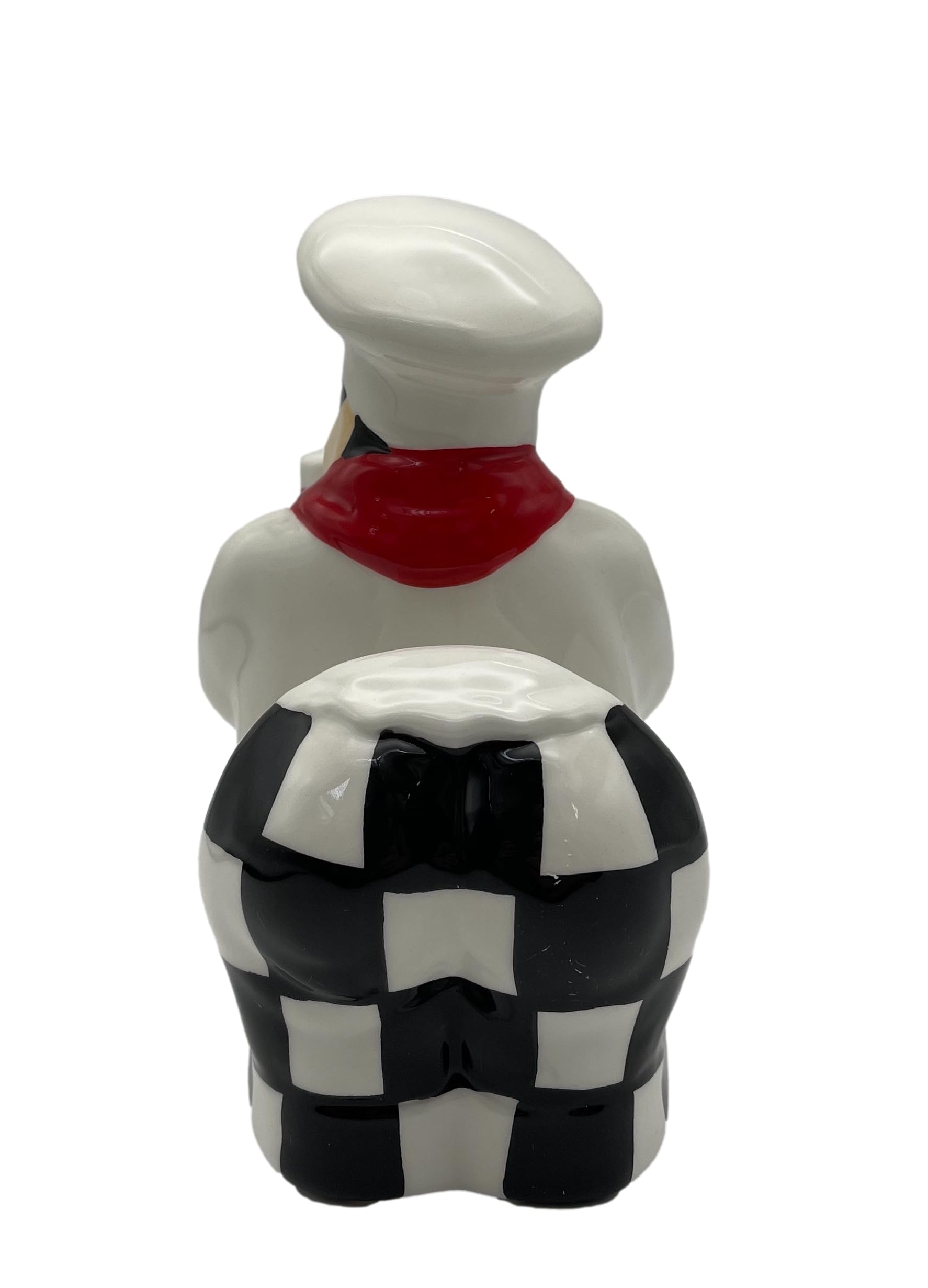 Ack White Chef Hand Painted Ceramic Refillable Salt And Pepper Shaker With Napkin Holder, Kitchen D  Cor