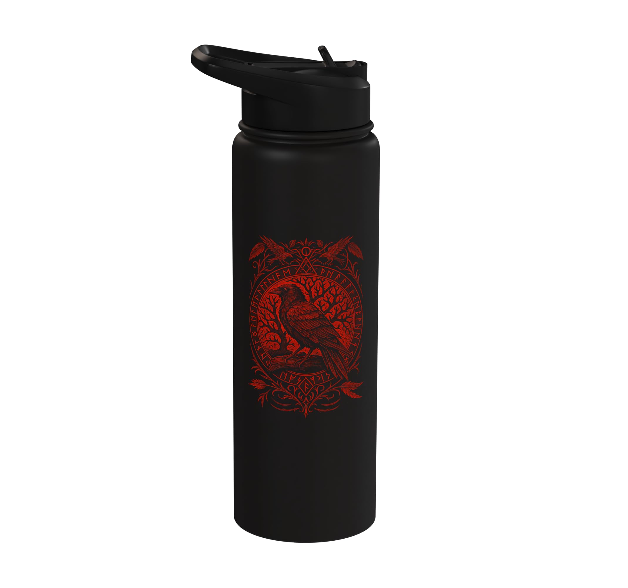Odin Black Raven Nordic Vikings Nordic Mythology Nordic Culture Stainless Steel Insulated Water Bottle