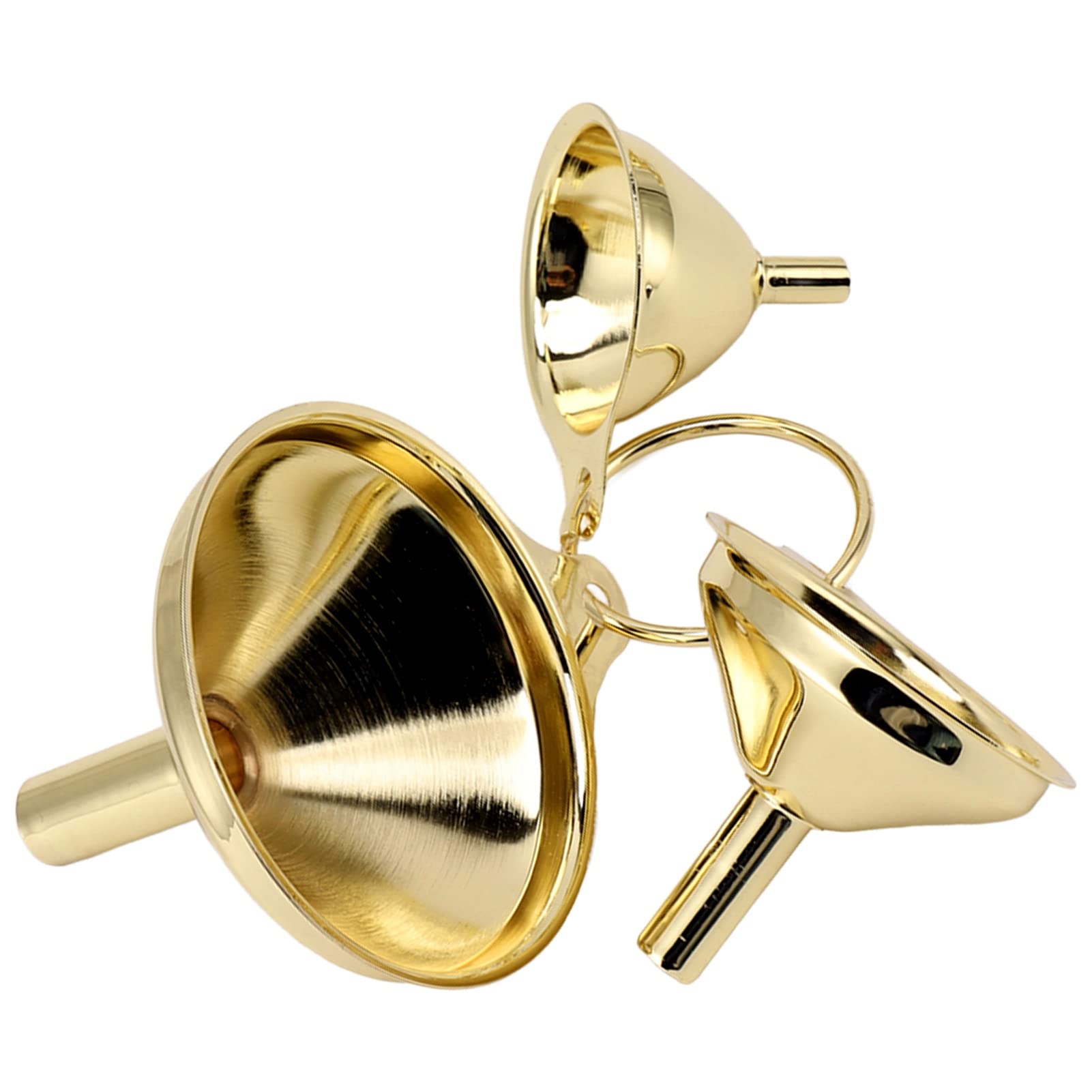Stainless Steel Funnel Set, Fast Side Handle Gold Stainless Steel Funnel Narrow Valve Rod For Kitchen