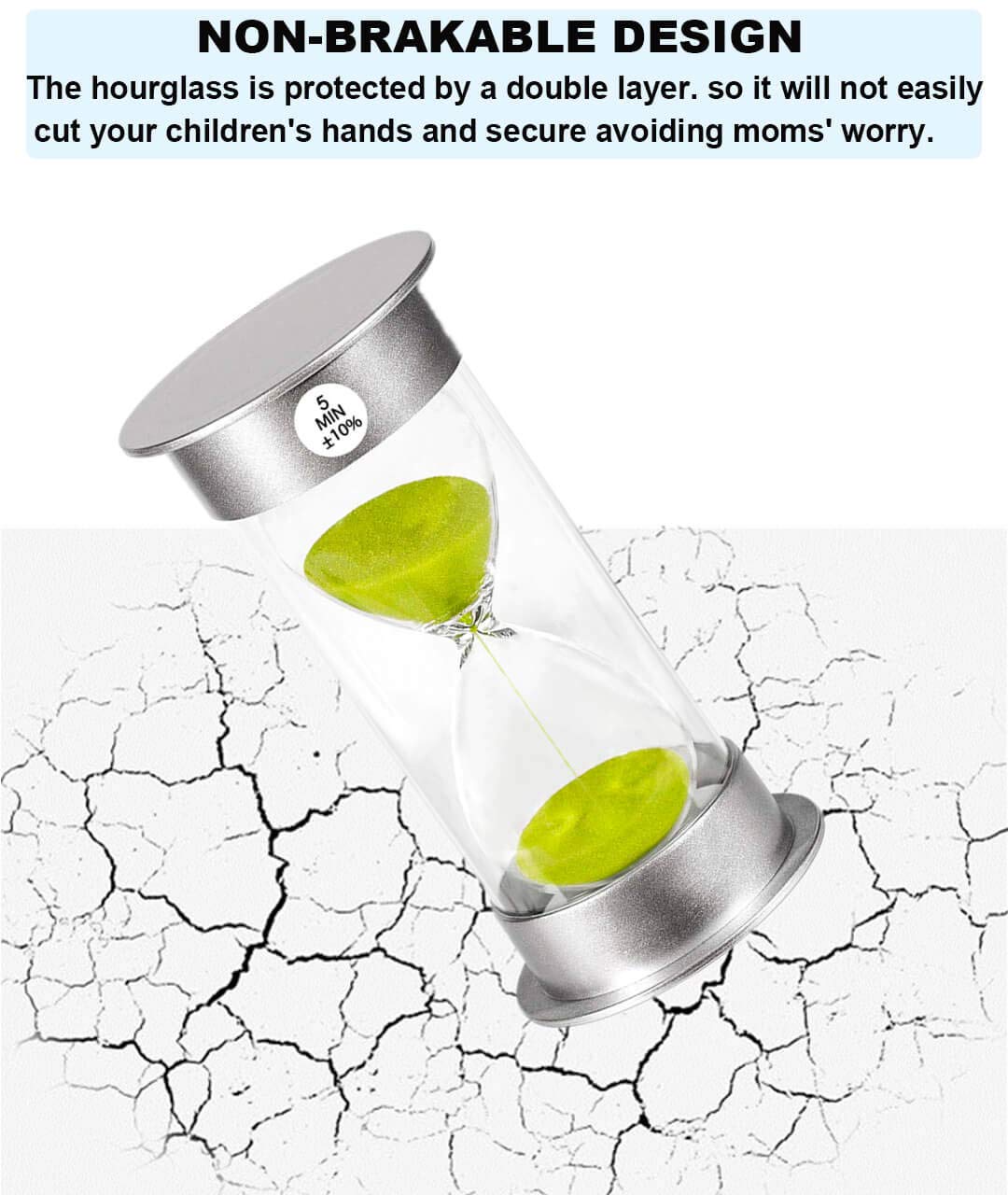 Suliao Sand Timer 1 Minute Hourglass: Unbreakable Green Sand Watch 1 Min, Large Sand Clock One Minute, Colorful Plastic Hour Gla