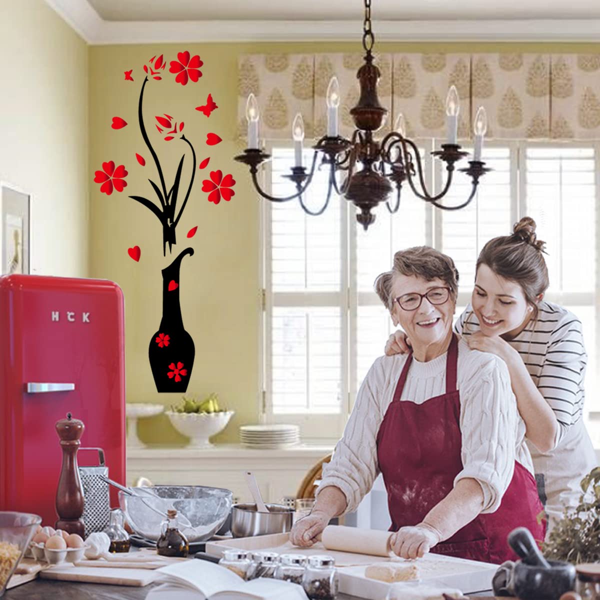 Kitchen Wall Decor Stickers Kitchen Quotes This Kitchen Is Seasoned With Love Red Heart Butterfly Wall Sticker Removable Wall De