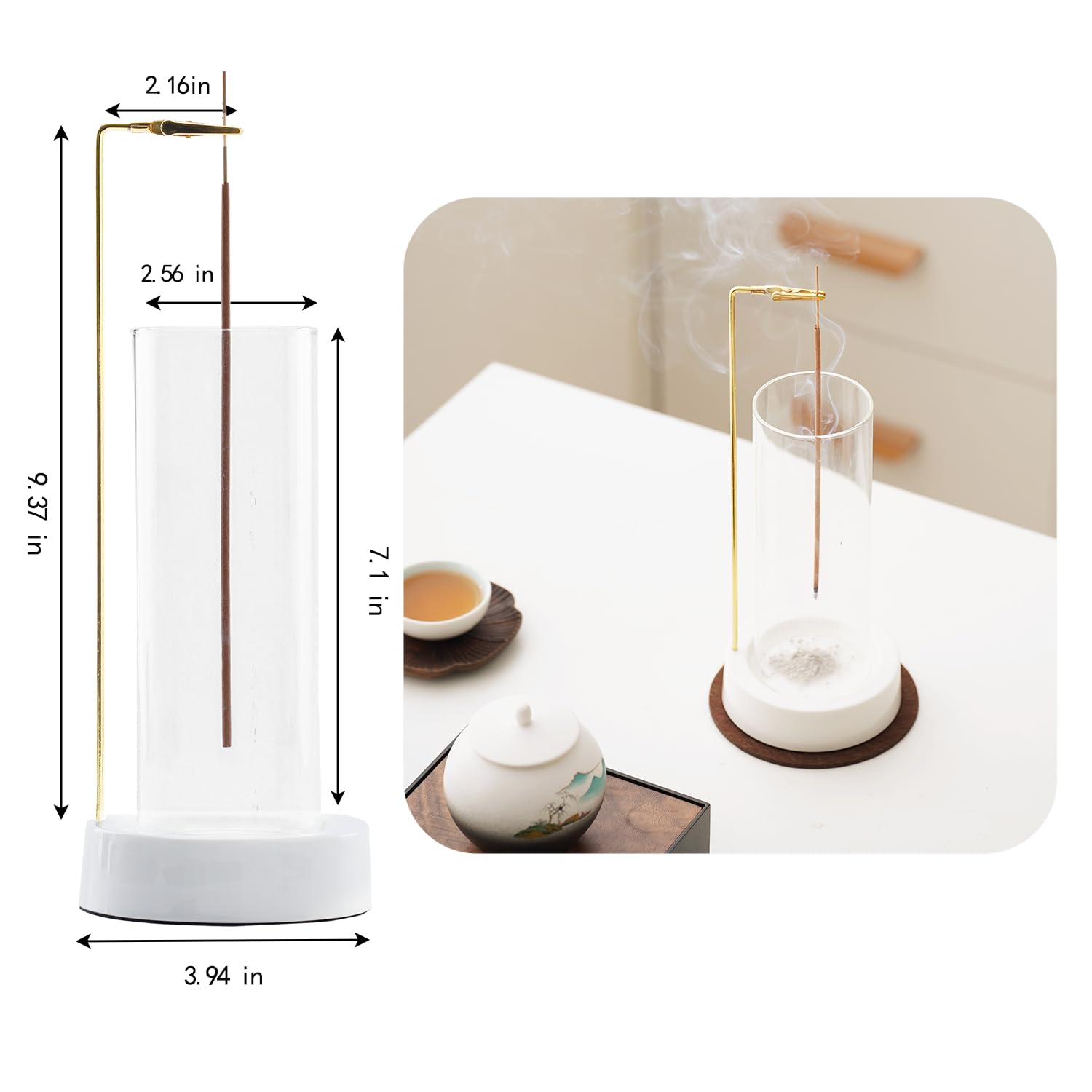 CEREMONY Incense Holder,Ceramic Incense Holder for Sticks, Upside Down Incense Burner for Meditation Yoga Spa Room Decor