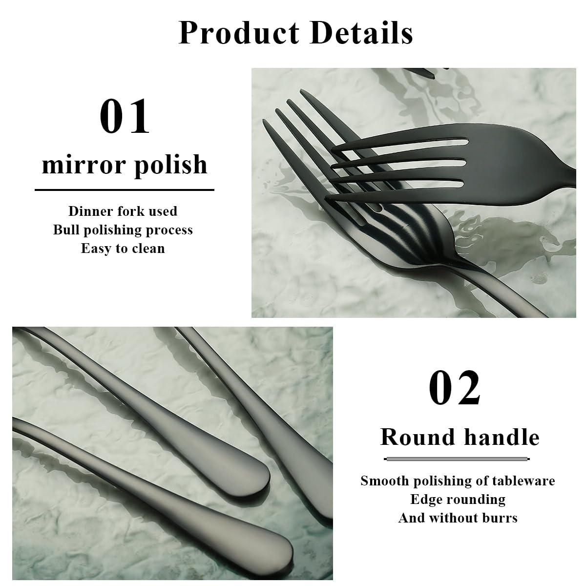 Evanda Black Dinner Fork 12 Pieces  Black Titanium Plating Stainless Steel 8.07inch Forks  Cake Forks  Table Forks Dessert Forks  Easy To Clean  Dishwasher Safe