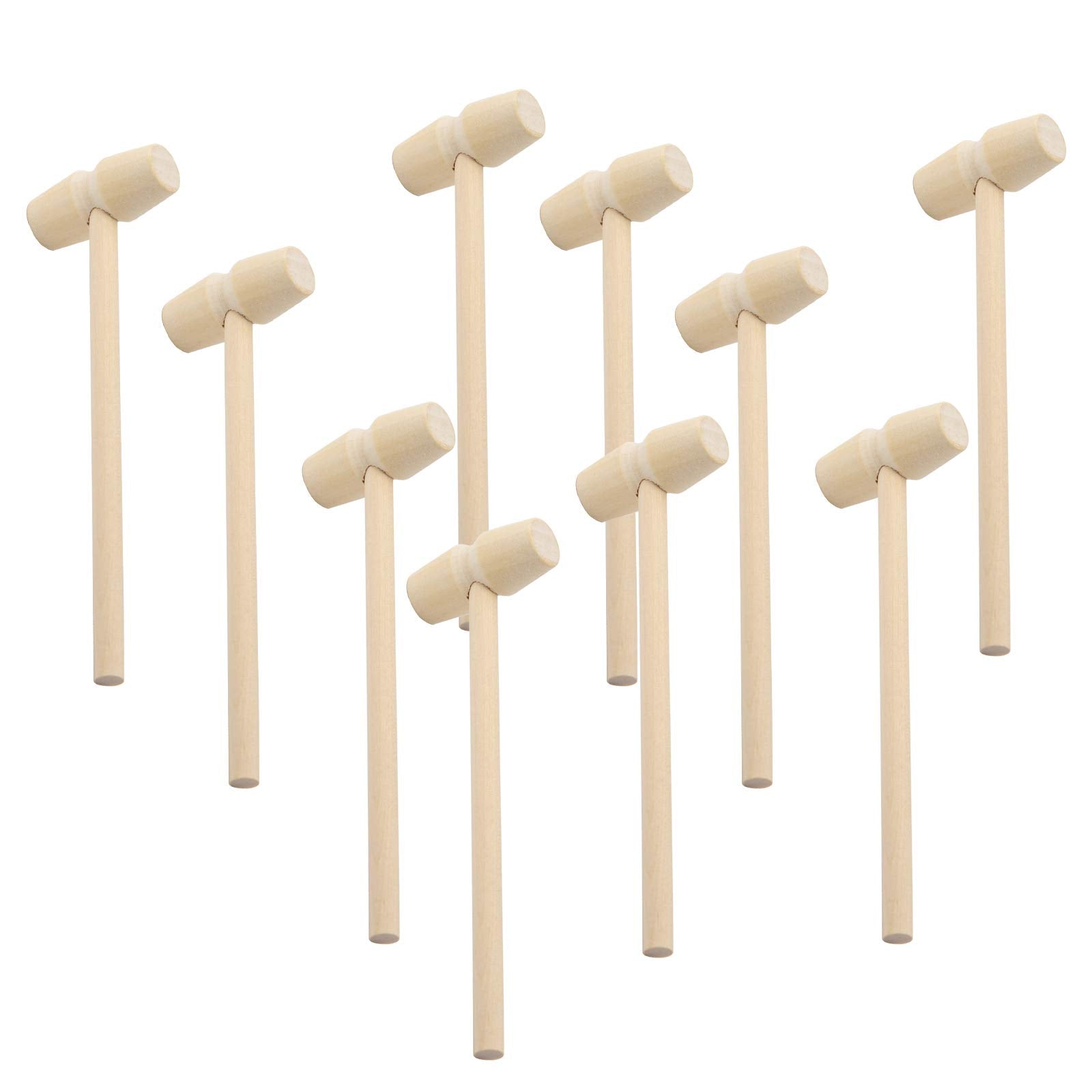 Toymis 10Pcs Wooden Crab Mallets Seafood Shellfish Hammers Dessert Making Mallet For Cracking Chocolate Seafood Shell, Small Woo