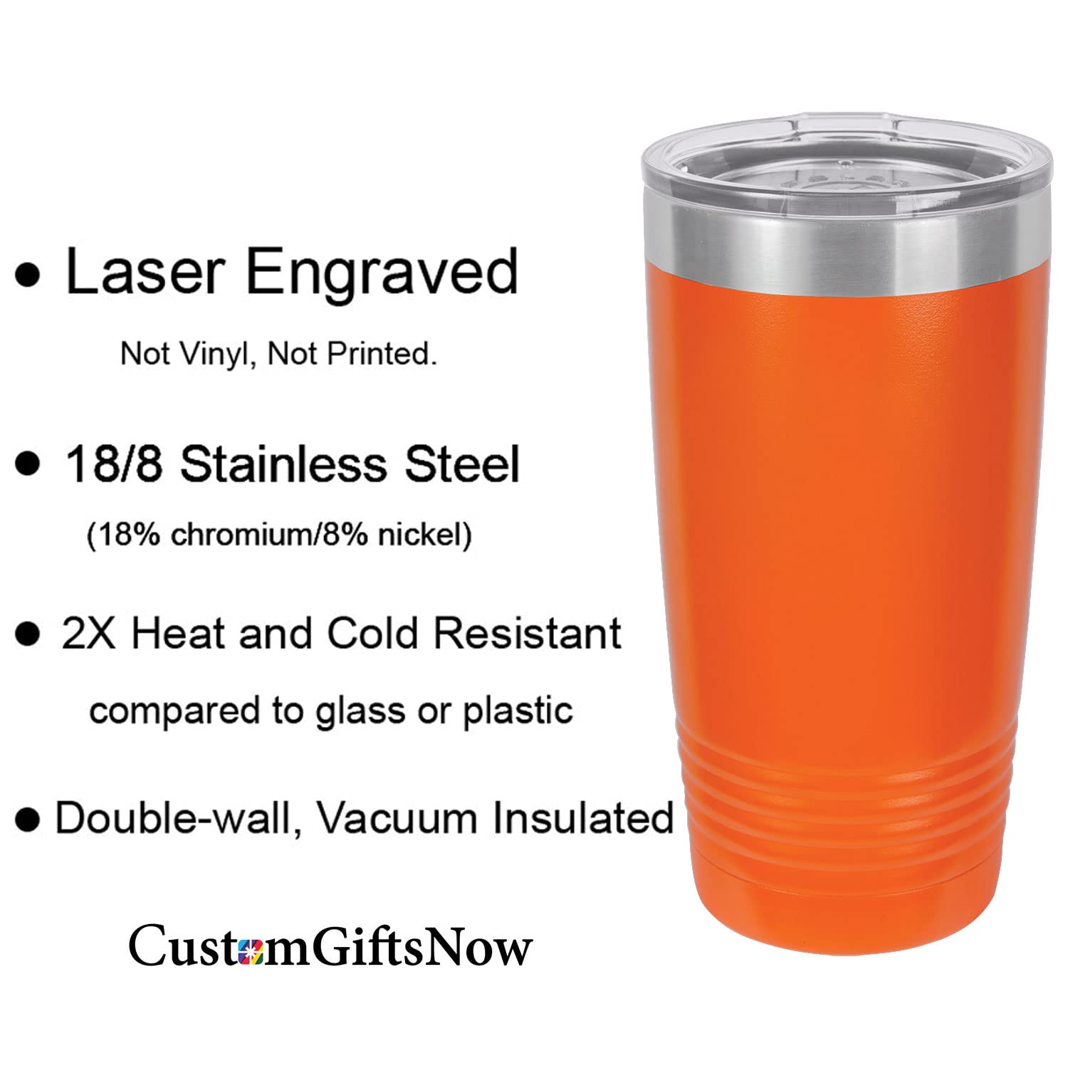 Stethoscope Nurse Personalized Add Your Custom Text Insulated Tumbler 20 Oz Travel Coffee Mug Customizable (Orange)