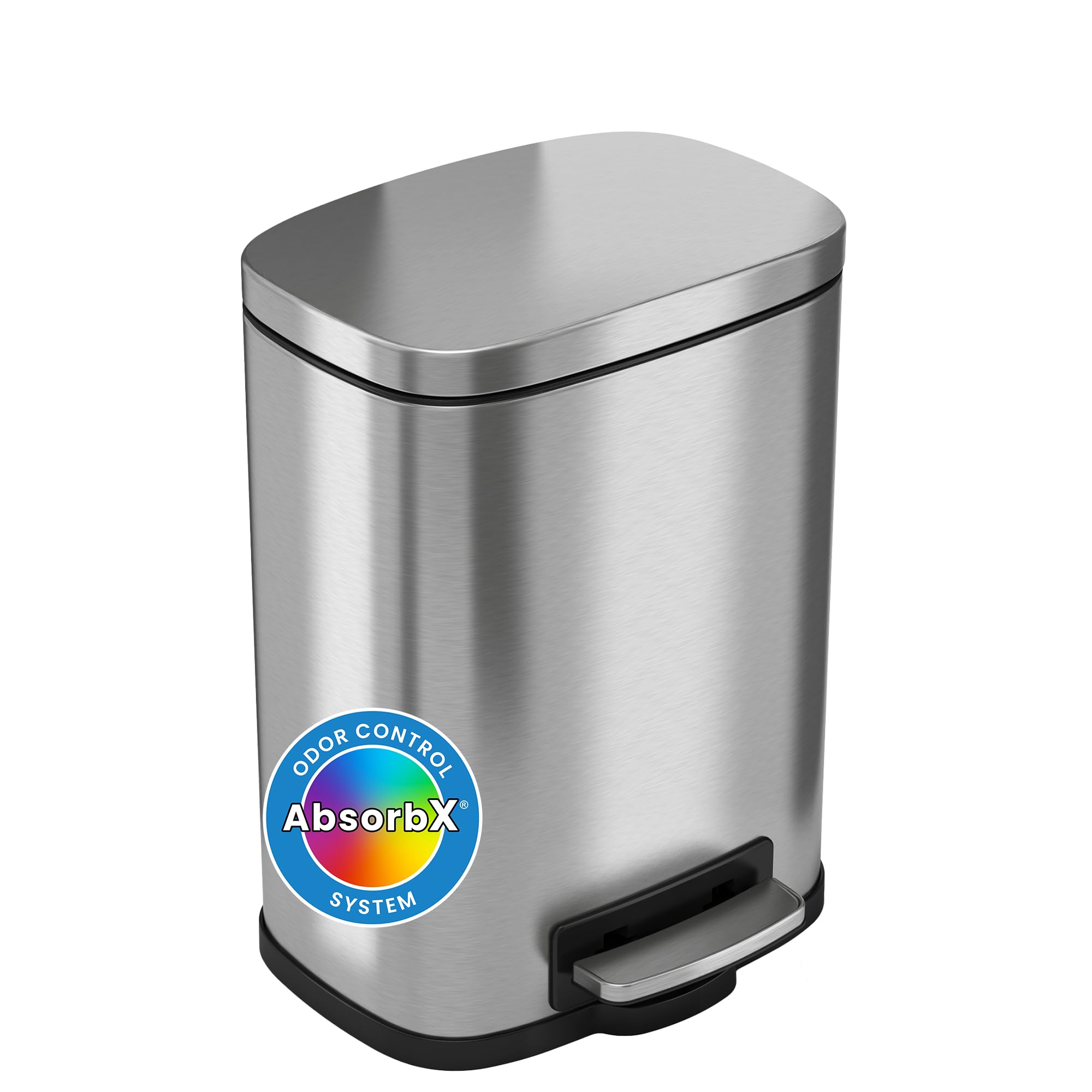 Itouchless Softstep 1.32 Gallon Small Bathroom Stainless Steel Step Trash Can, 5 Liter Pedal Bin, Removable Inner Bucket, Soft A