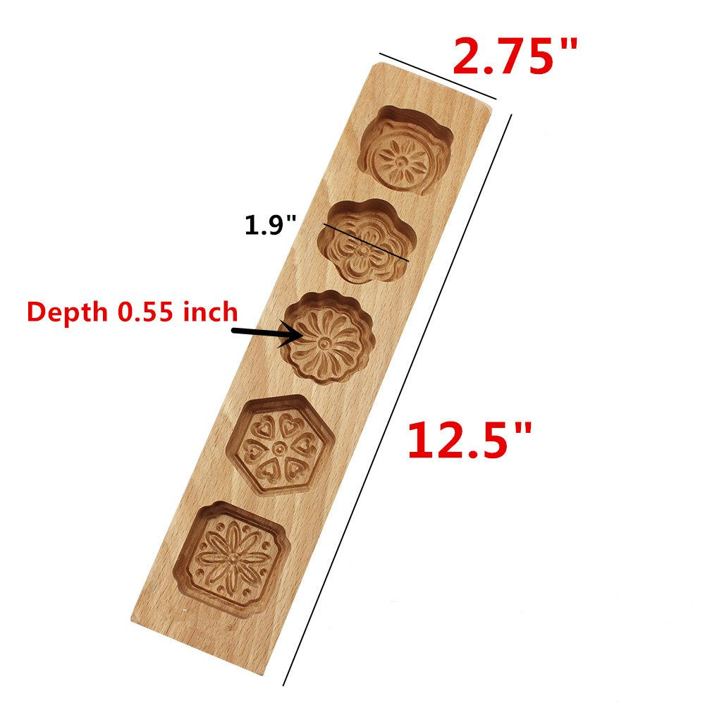 Mould Press,5 Flower Environmental Wooden Muffin And Mooncake Cups Handmade Soap Molds Biscuit Chocolate Ice Cake Candy,Cake Pan
