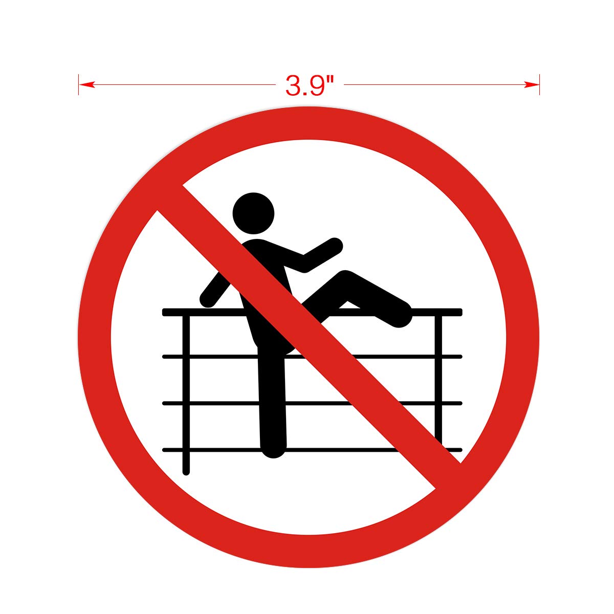dealzEpic - Do Not Play/Climb On Fence Warning Sign - Self Adhesive Peel and Stick Waterproof Warning Vinyl Decal - 3.94 inches in Diameter | Pack of 4 Pcs