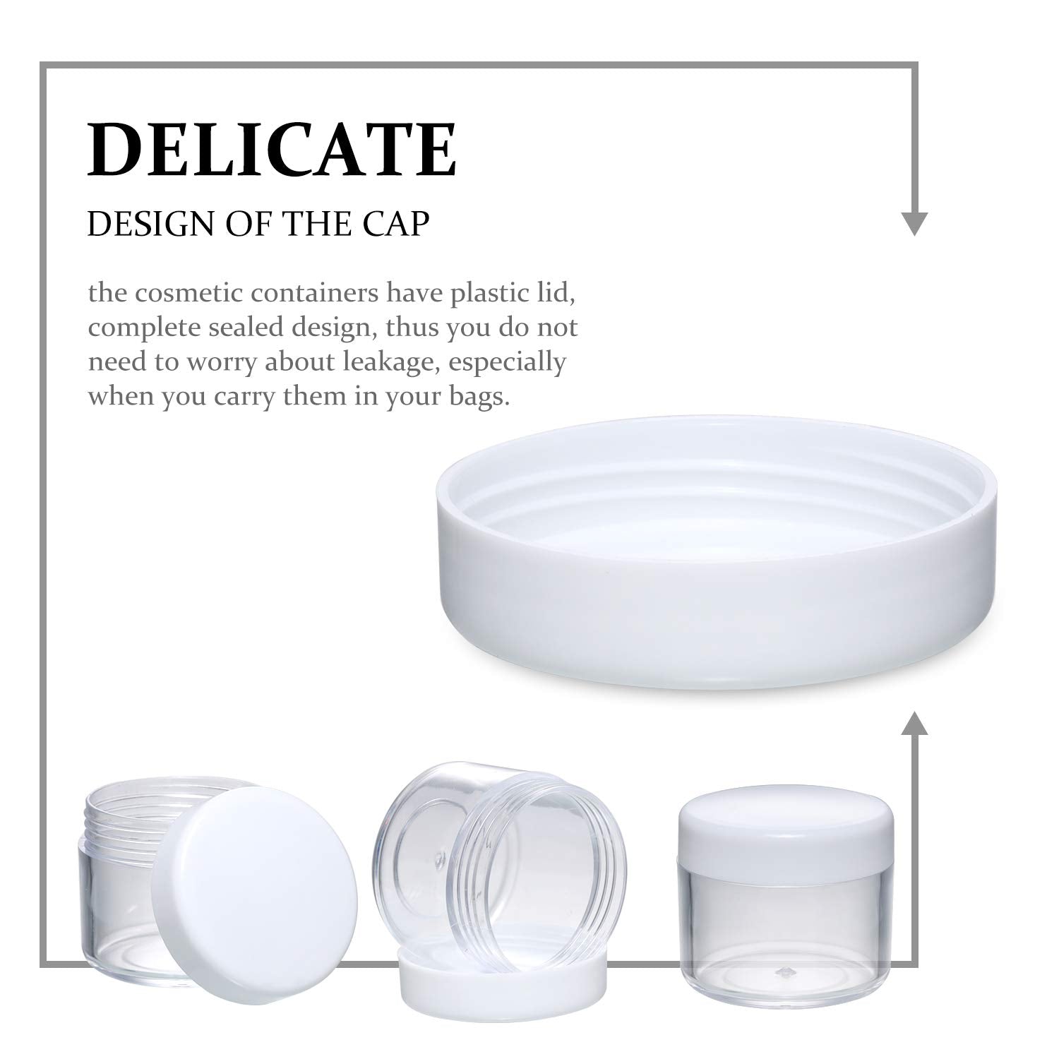 20 Pieces Round Pot Jars Plastic Cosmetic Containers Set With Lid For Liquid Creams Sample, 20 Ml/ 0.7 Oz (White Lid)