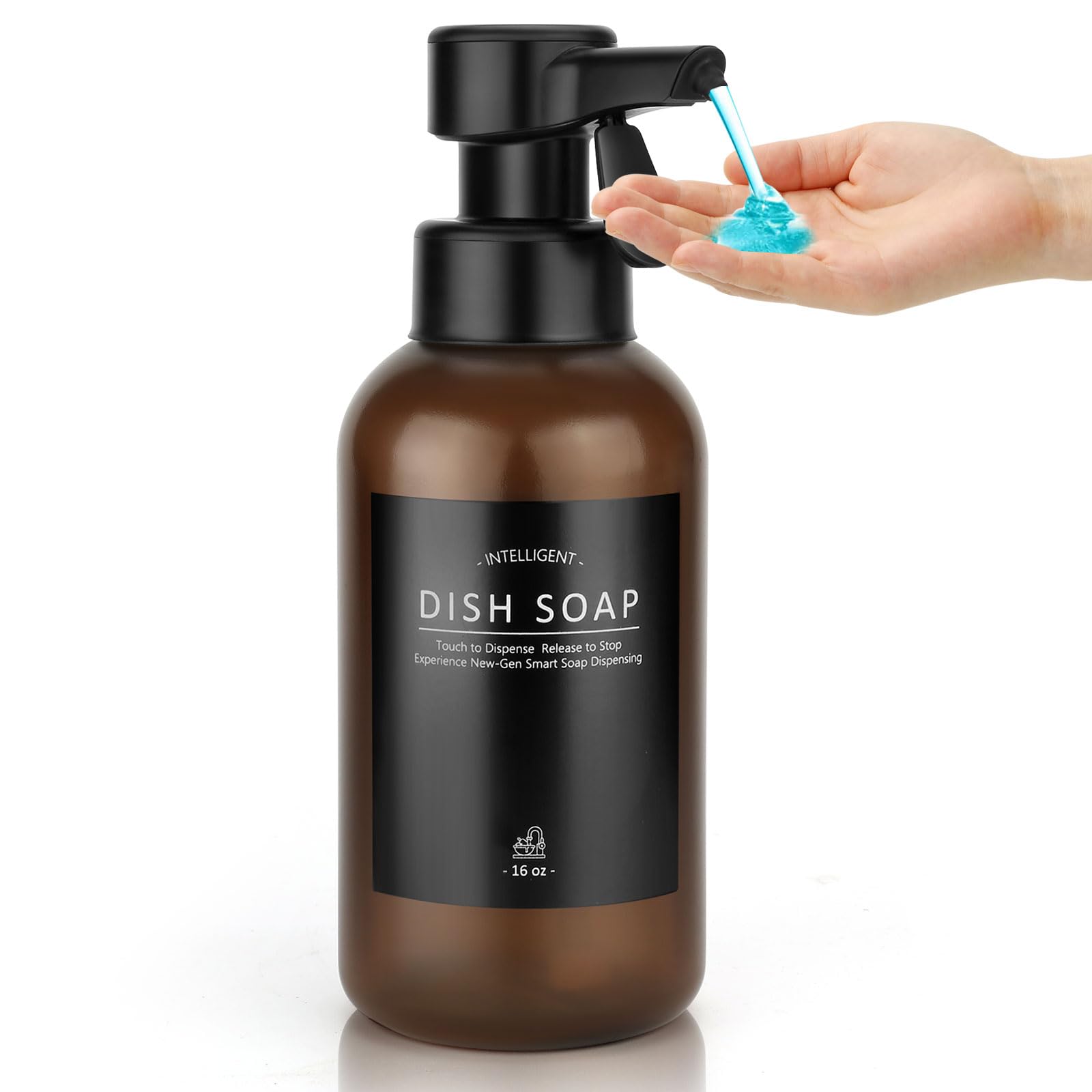 Automatic Soap Dispenser Liquid For Bathroom: 16 Oz Touch Dispense Plastic Amber Modern Auto Large Soap Dispenser For Kitchen -