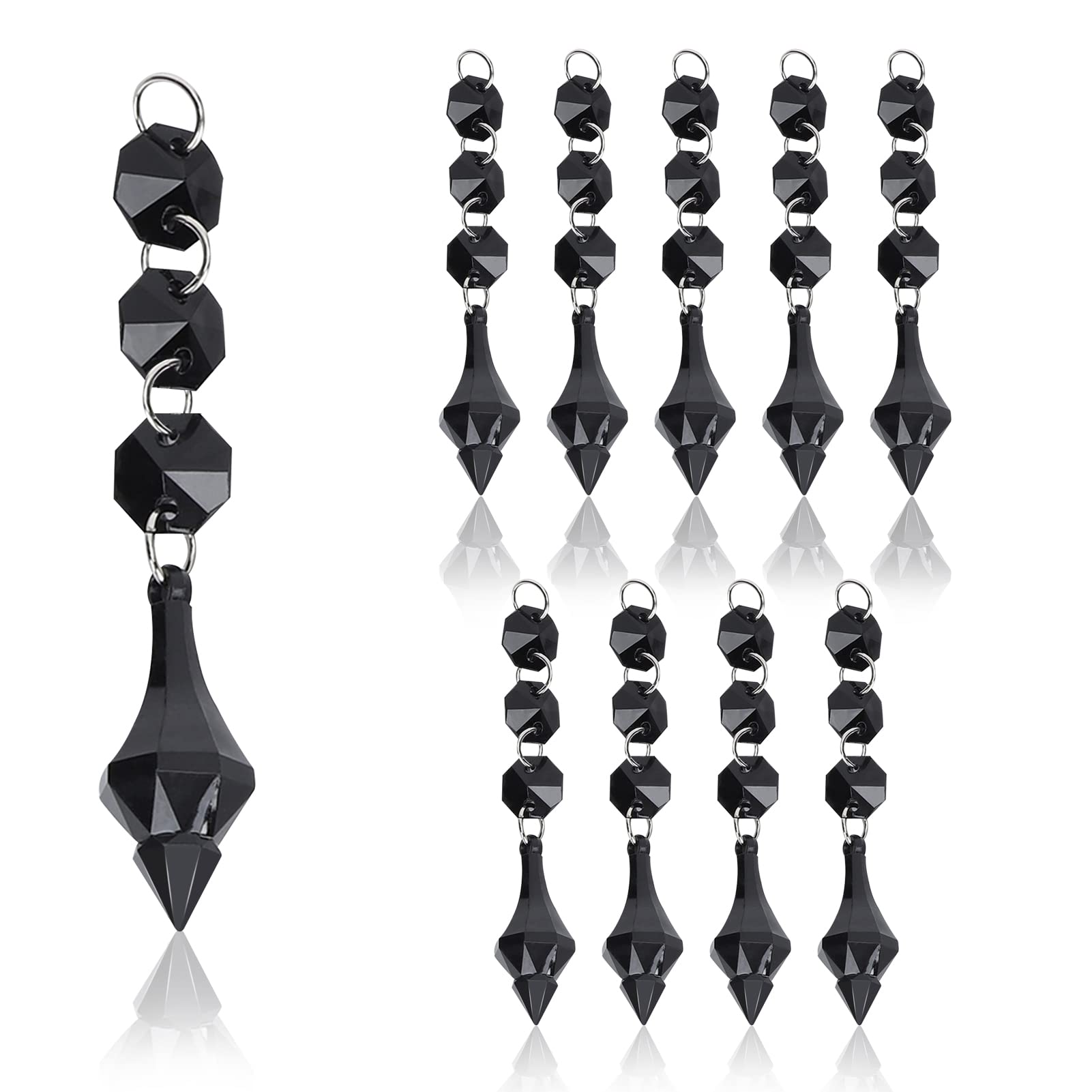 Agatige 10PCS Hanging Crystals, 10cm Crystal Chandelier Prisms Replacement Black Chandelier Crystal Prisms Pendants Crystal Pend