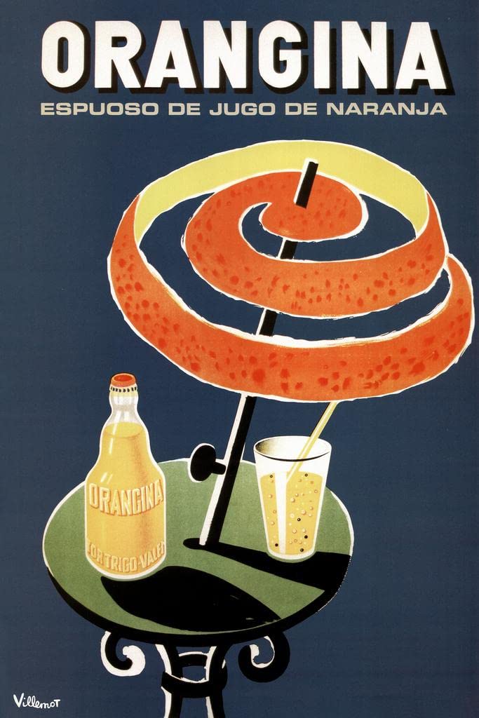 Bernard Villemot Orangina Vintage Orange Drink Advertising Ad Orange P ...