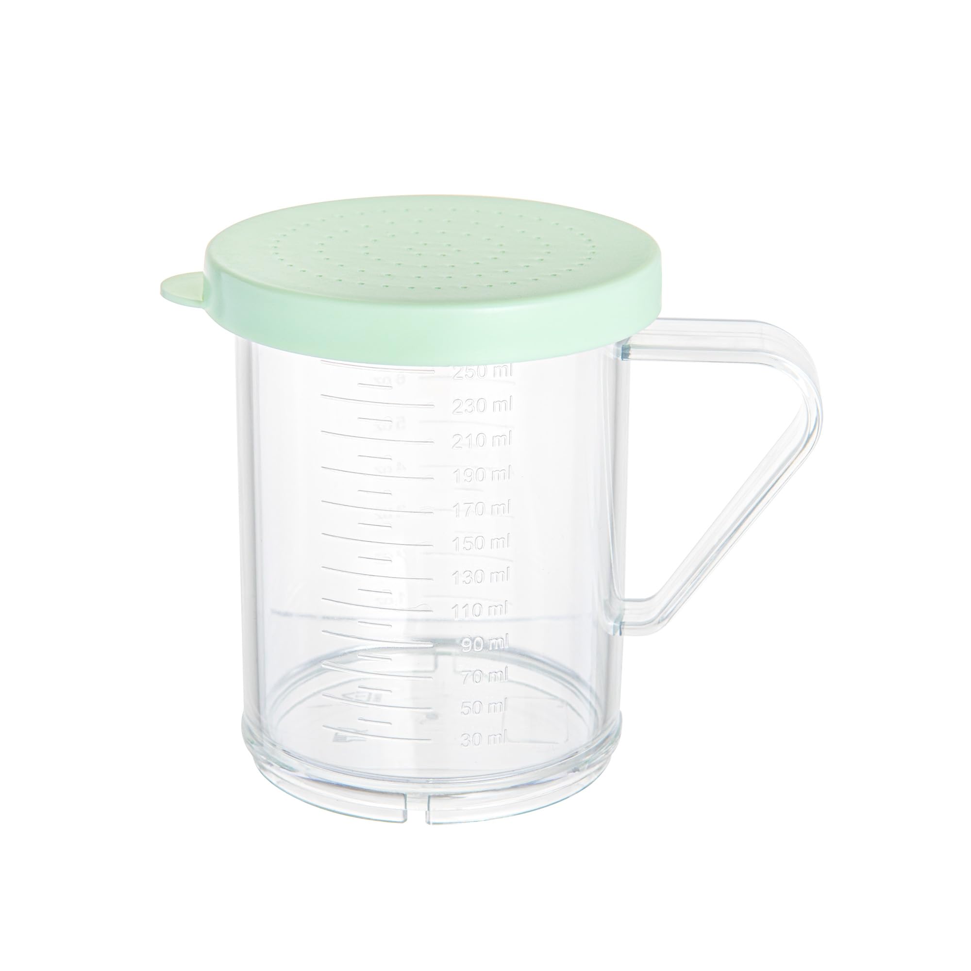 Restaurantware Rw Base 10 Ounce Clear Plastic Dredge Spice Shaker 1 Reusable Dry Rub Shaker - Includes Green Perforated Lid With